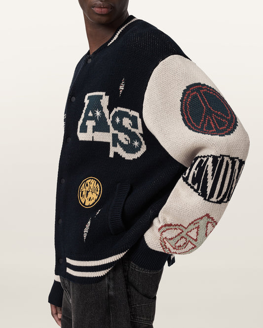 BLACK/ECRU WHITE Color Chase Cardigan from AllSaints