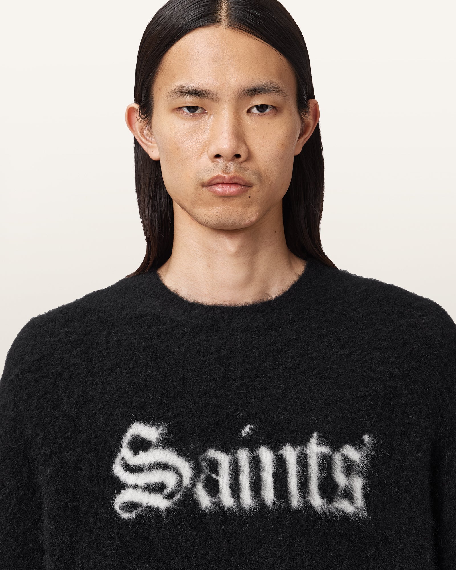 BLACK/CHALK WHITE Color Saints Crew Knitwear from AllSaints