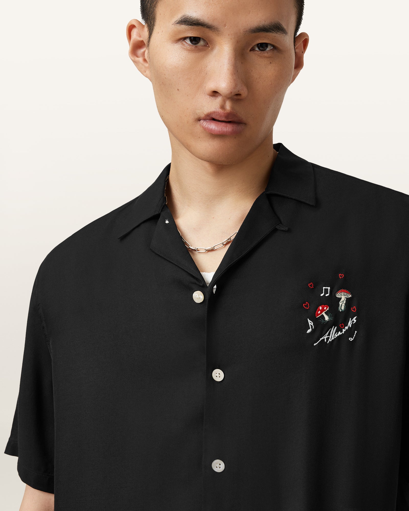 Jet Black Color Fungi SS Shirt from AllSaints