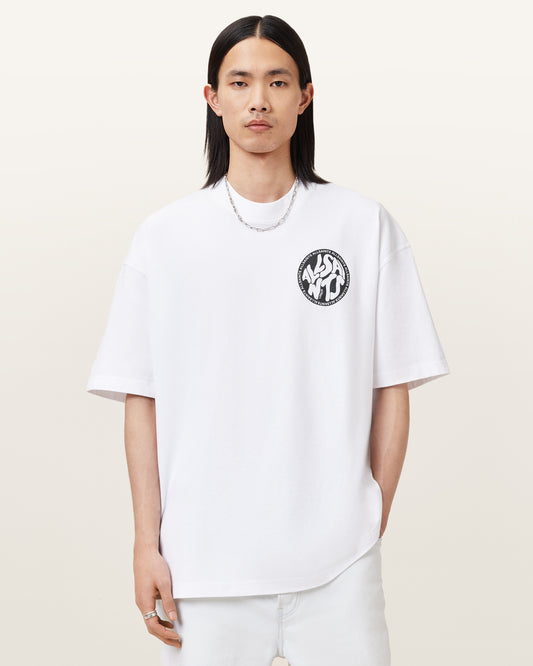 ASHEN WHITE Color Distortion SS Crew from AllSaints