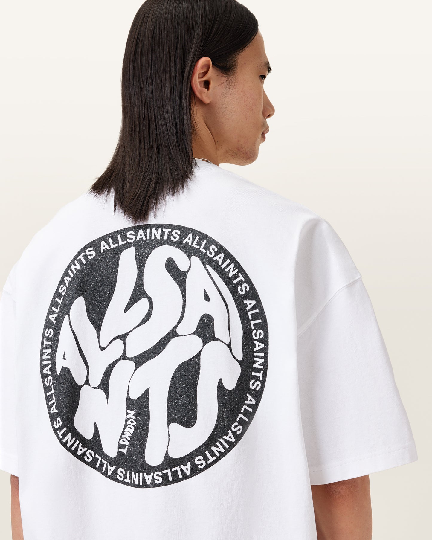 ASHEN WHITE Color Distortion SS Crew from AllSaints