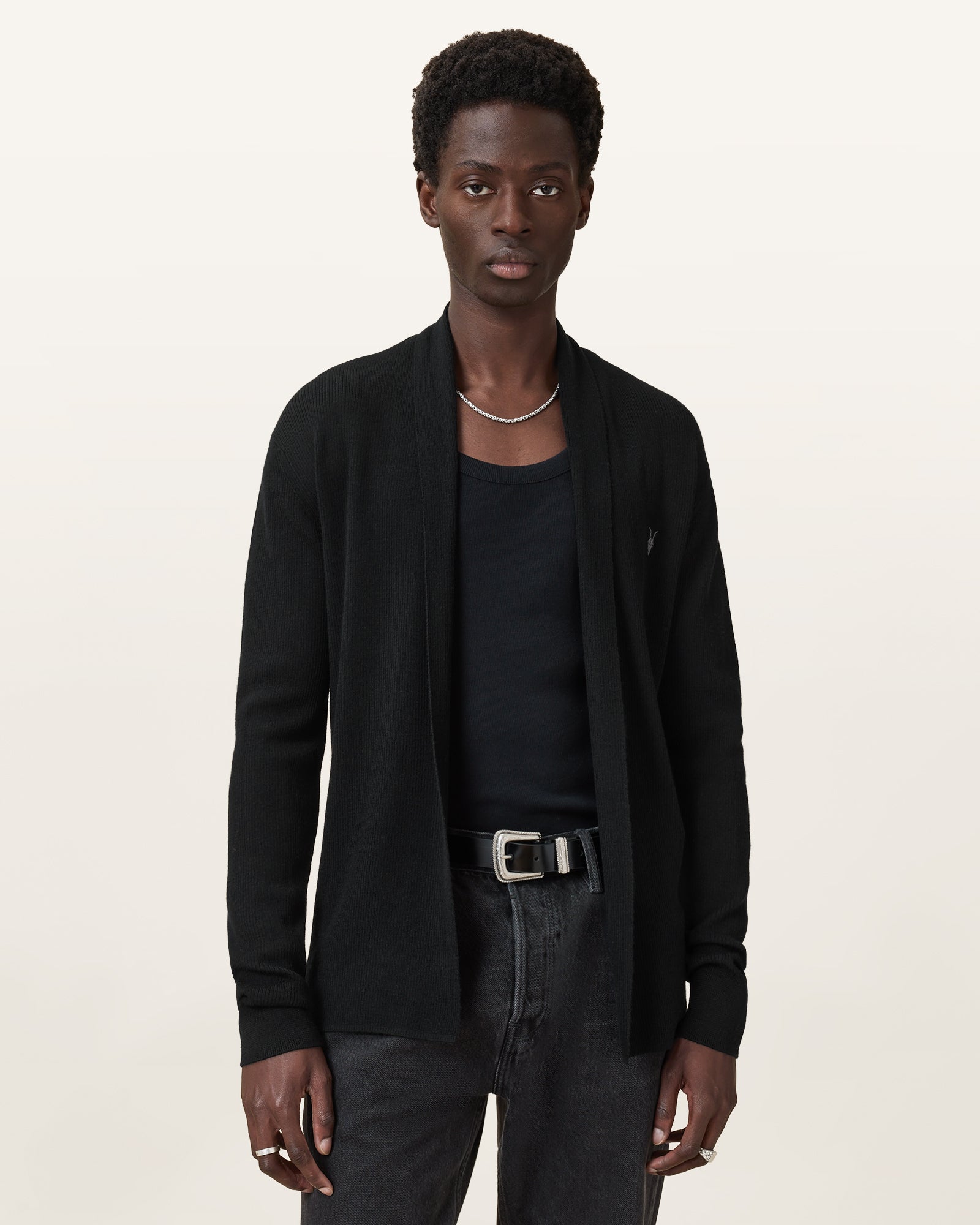 Black Color Mode Merino Open Carigan from AllSaints