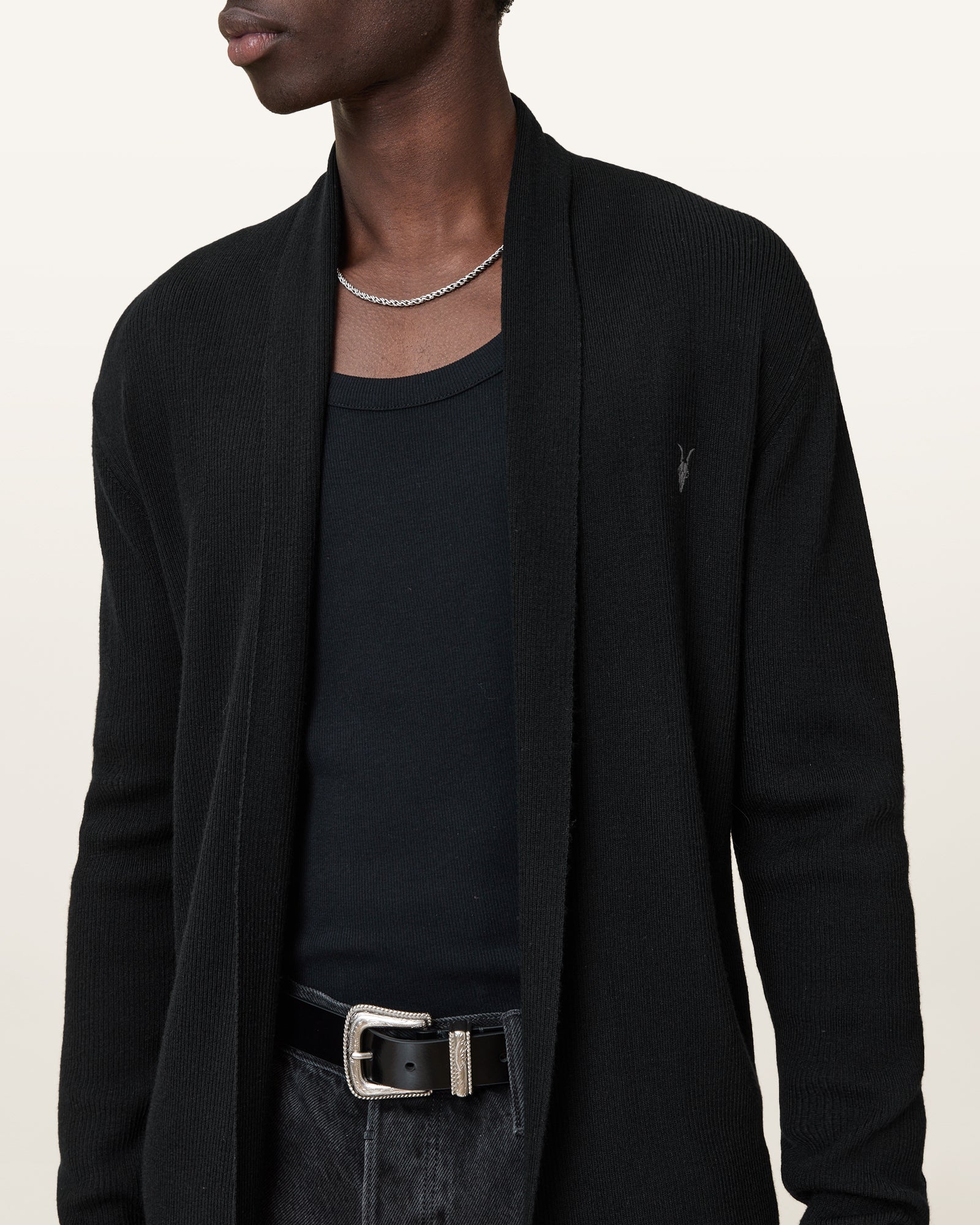 Black Color Mode Merino Open Carigan from AllSaints