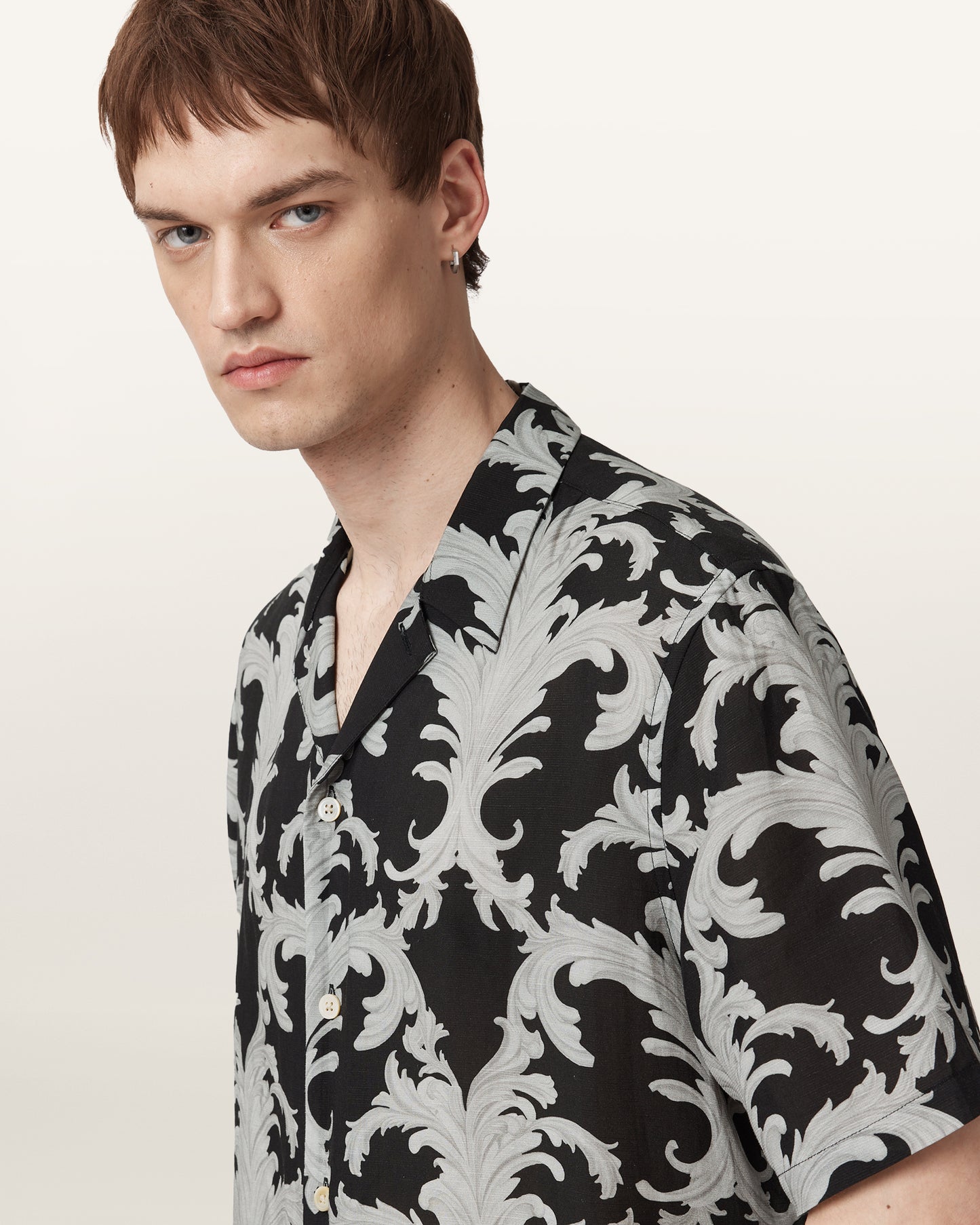 Jet Black Color Motif SS Shirt from AllSaints