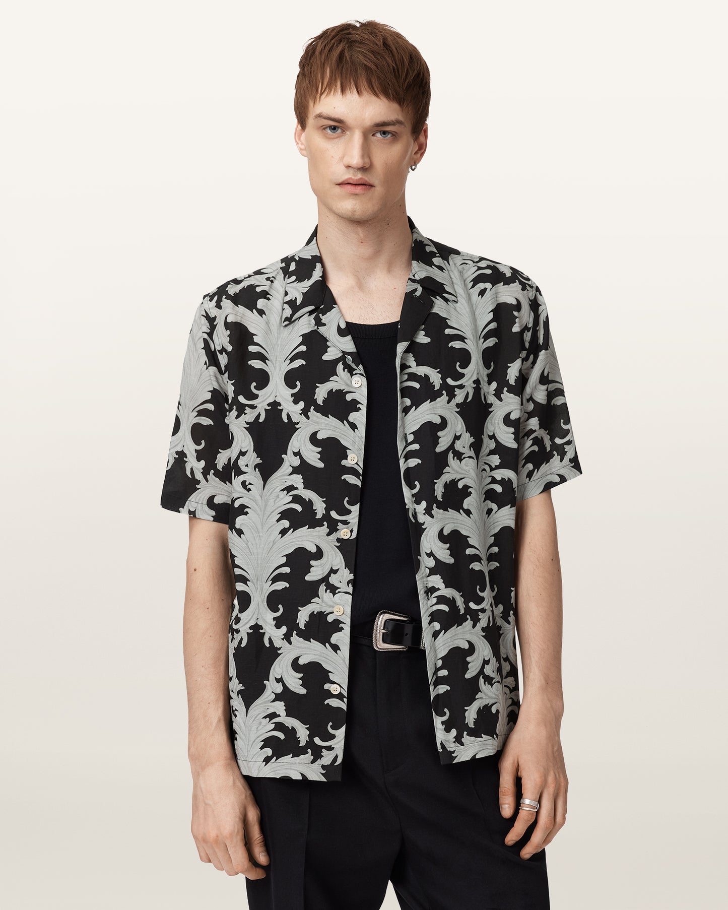 Jet Black Color Motif SS Shirt from AllSaints
