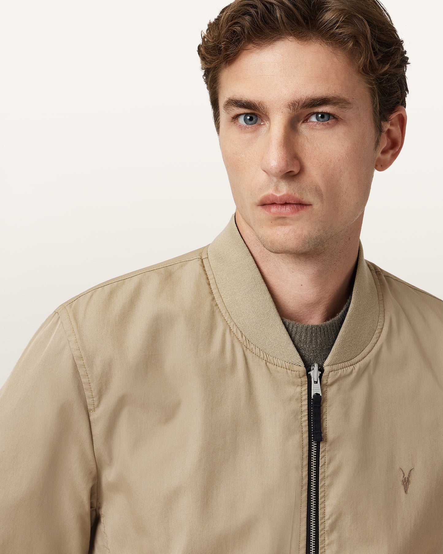 AZULA BLUE/BROWN Color Rev Bassett Bomber Jacket from AllSaints