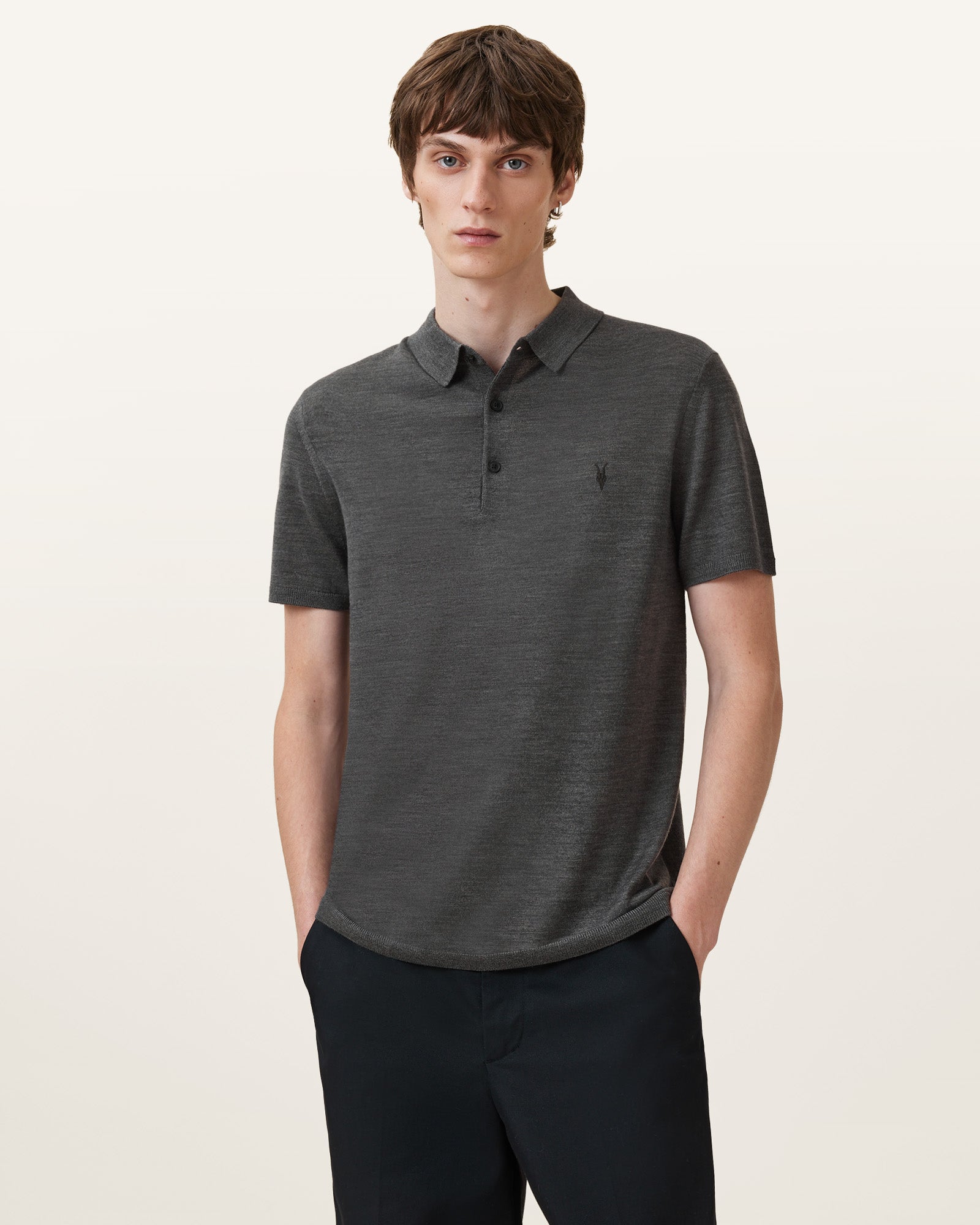 MONUMENT GREY Color Mode Merino SS Polo from AllSaints