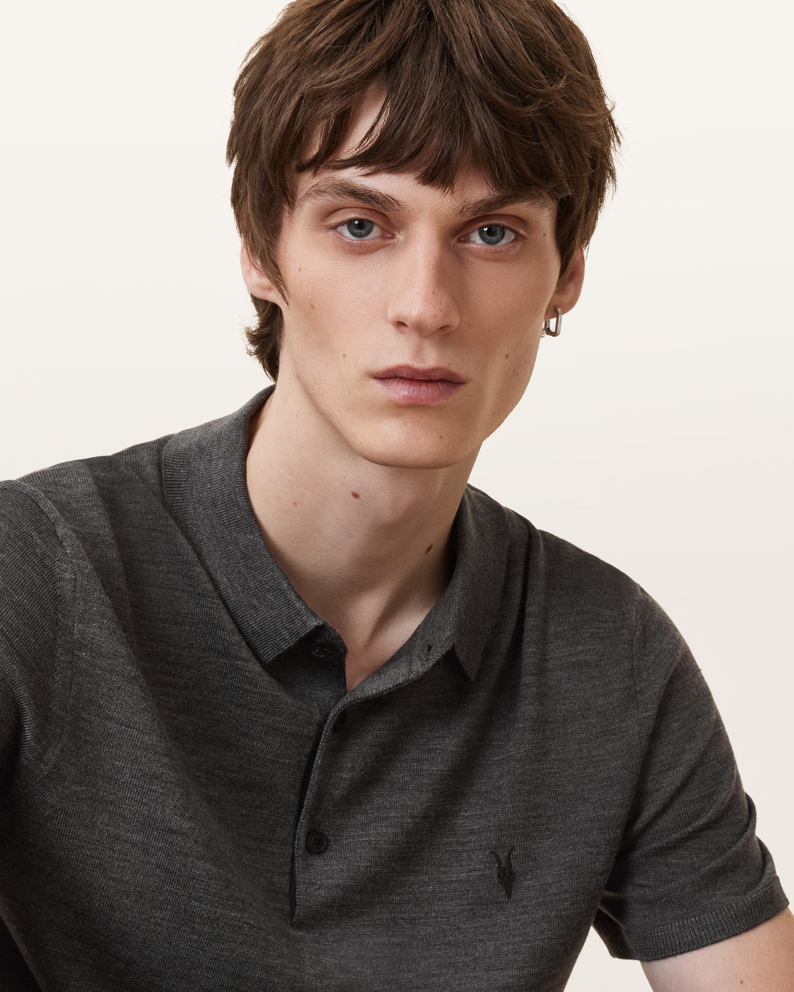 MONUMENT GREY Color Mode Merino SS Polo from AllSaints