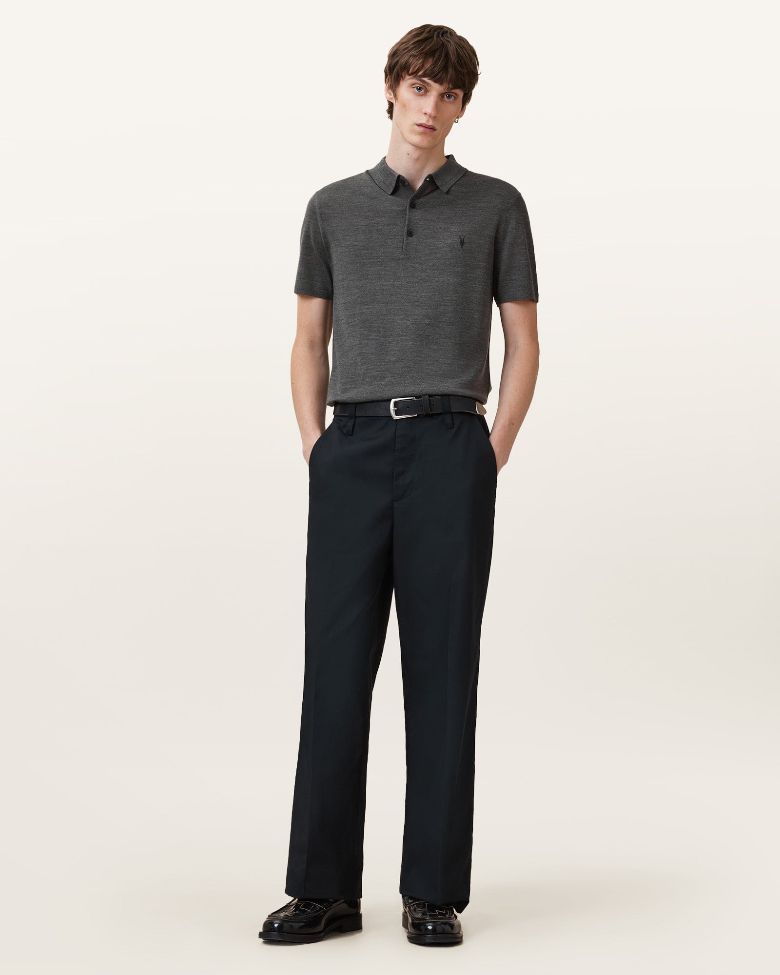MONUMENT GREY Color Mode Merino SS Polo from AllSaints