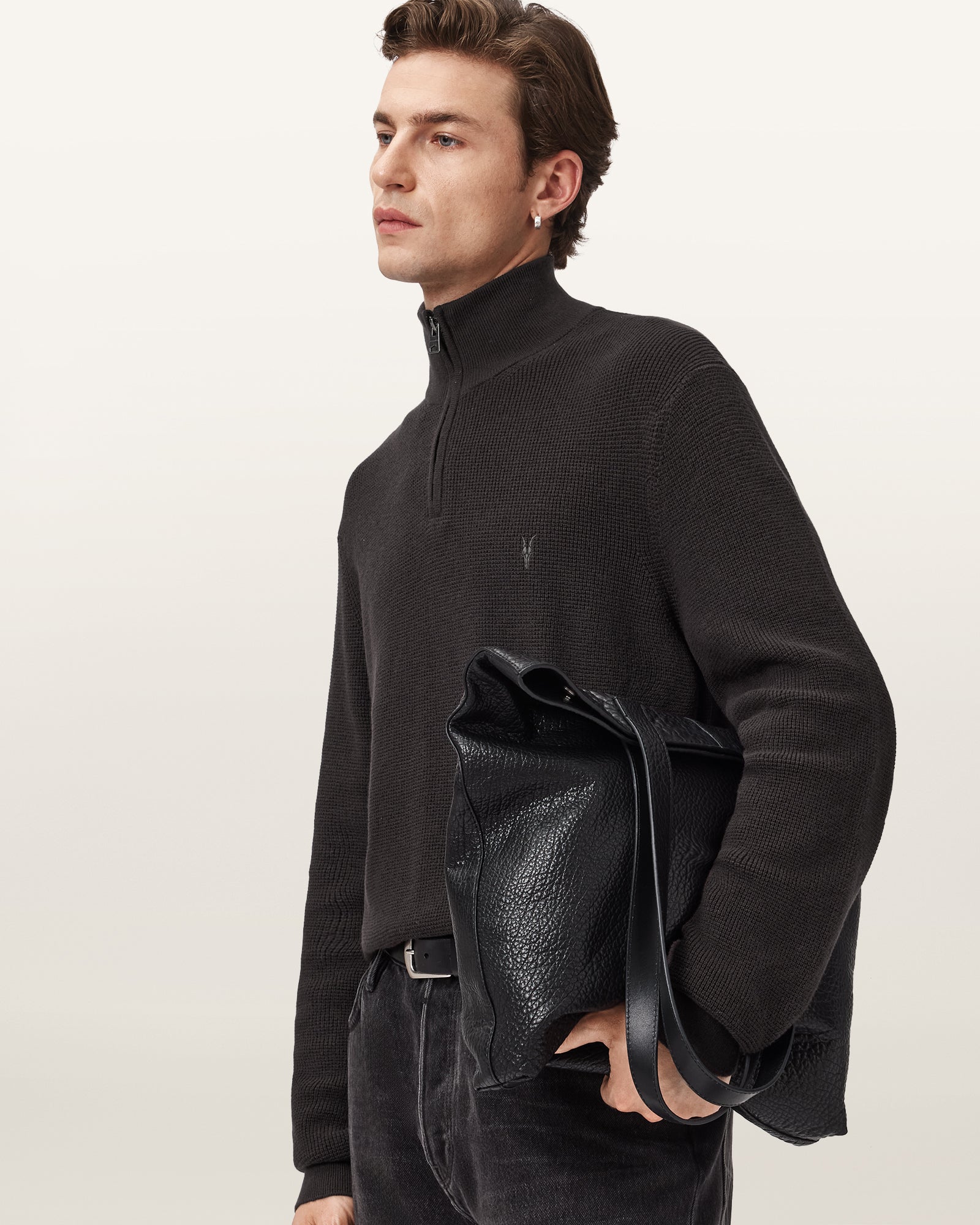 ESPRESSO BROWN Color Aspen Zip Funnel from AllSaints