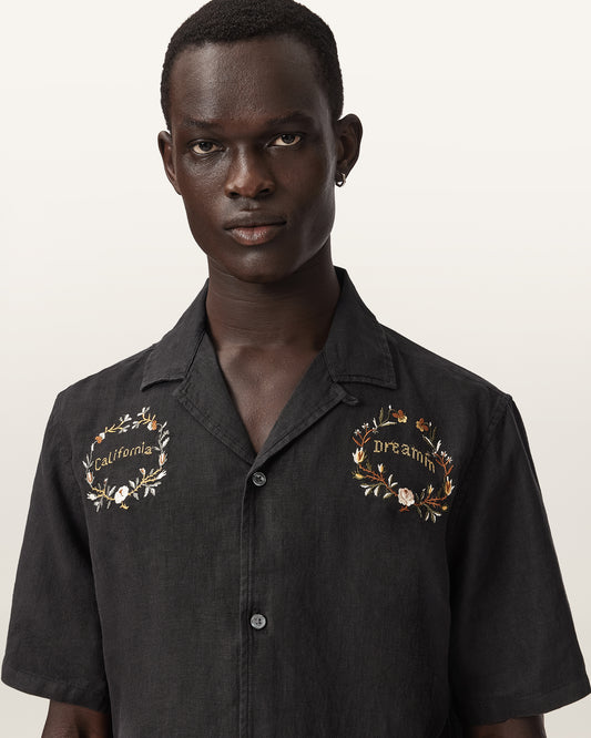 Jet Black Color Klavicle SS Shirt from AllSaints
