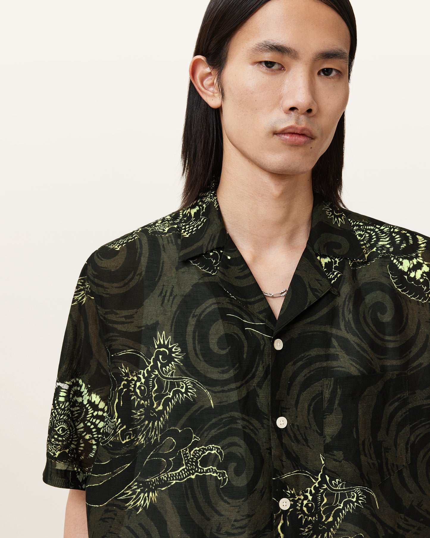 KELP GREEN Color Sidewinder SS Shirt from AllSaints