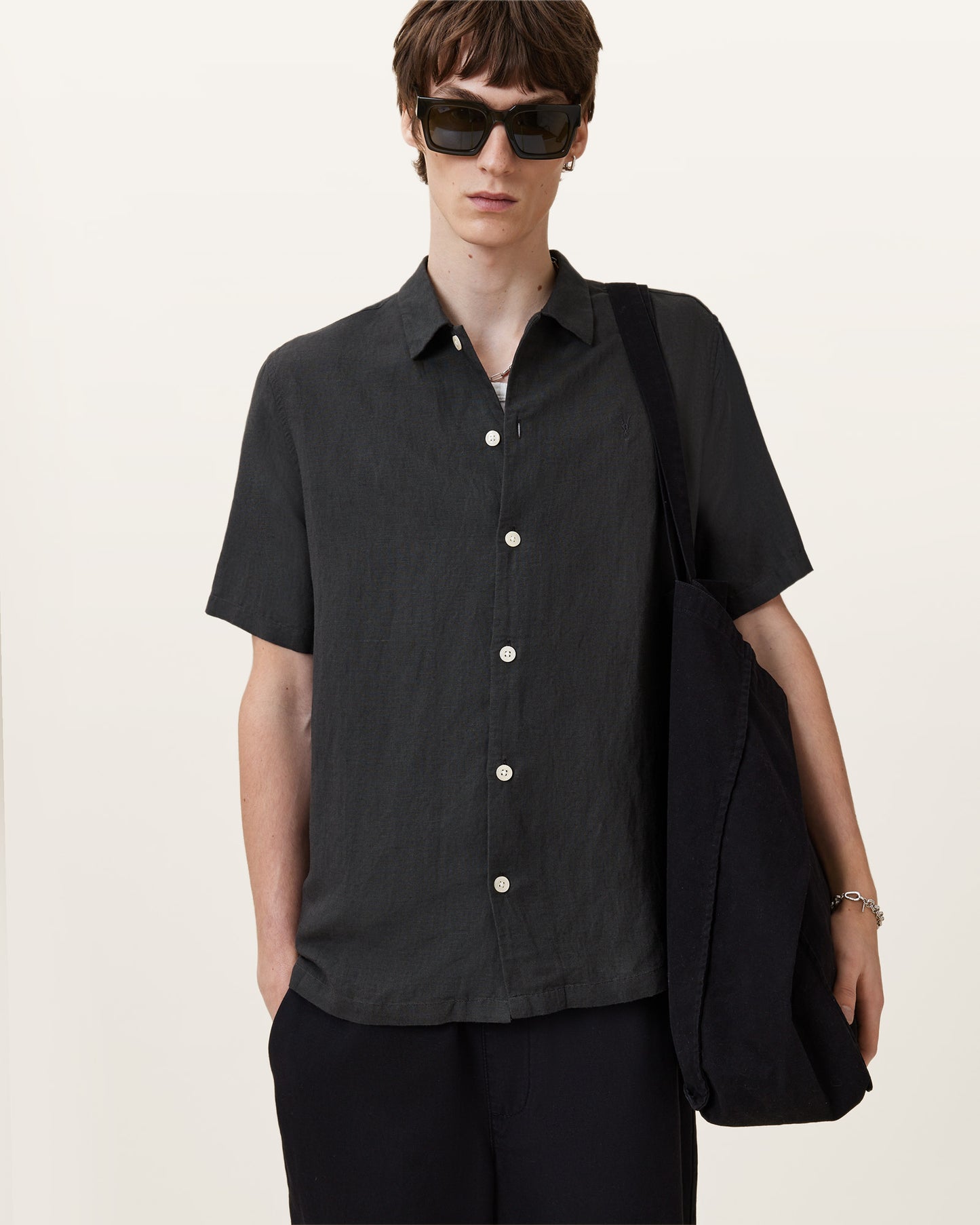 Dark Charcoal Color Bandol SS Shirt from AllSaints