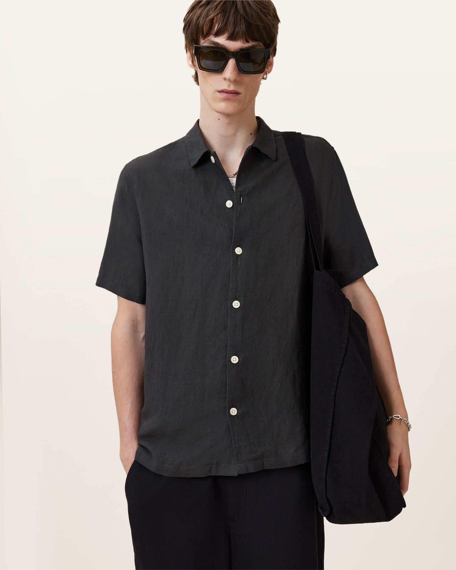 Dark Charcoal Color Bandol SS Shirt from AllSaints