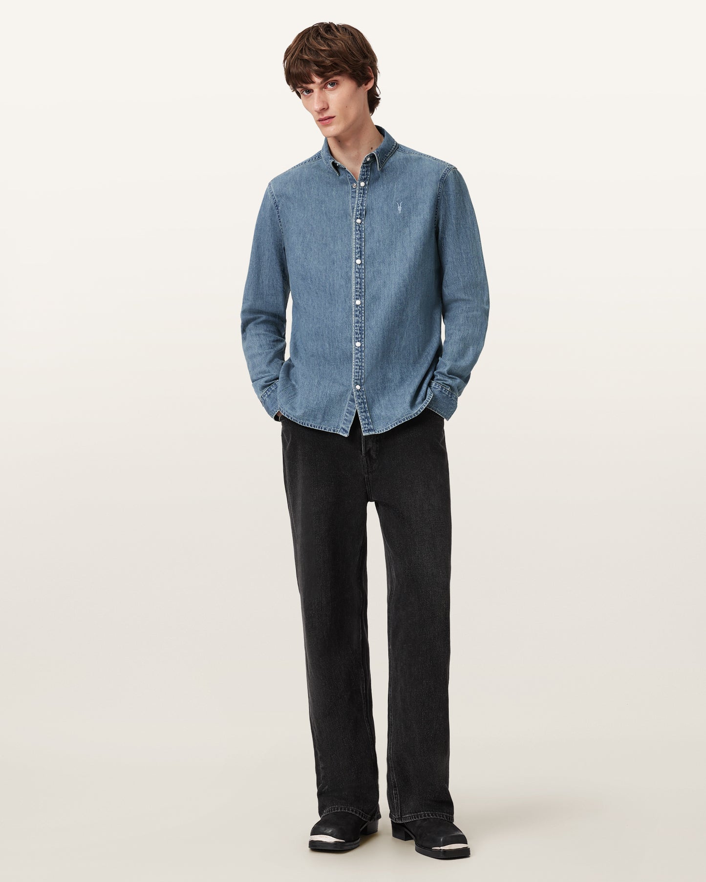 Light Indigo Color Gleason LS Shirt from AllSaints
