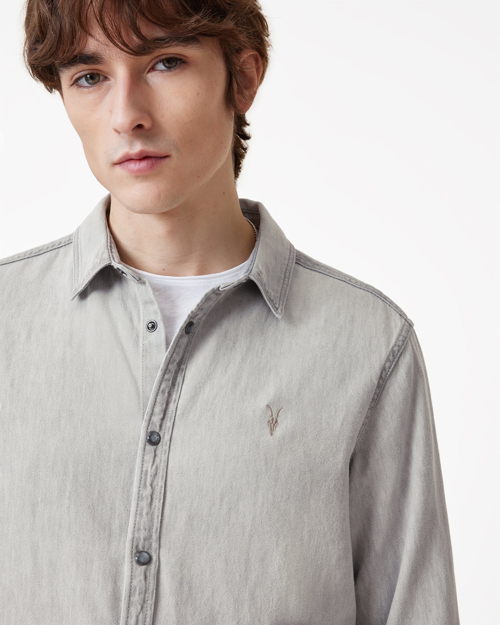 Grey Color Gleason LS Shirt from AllSaints