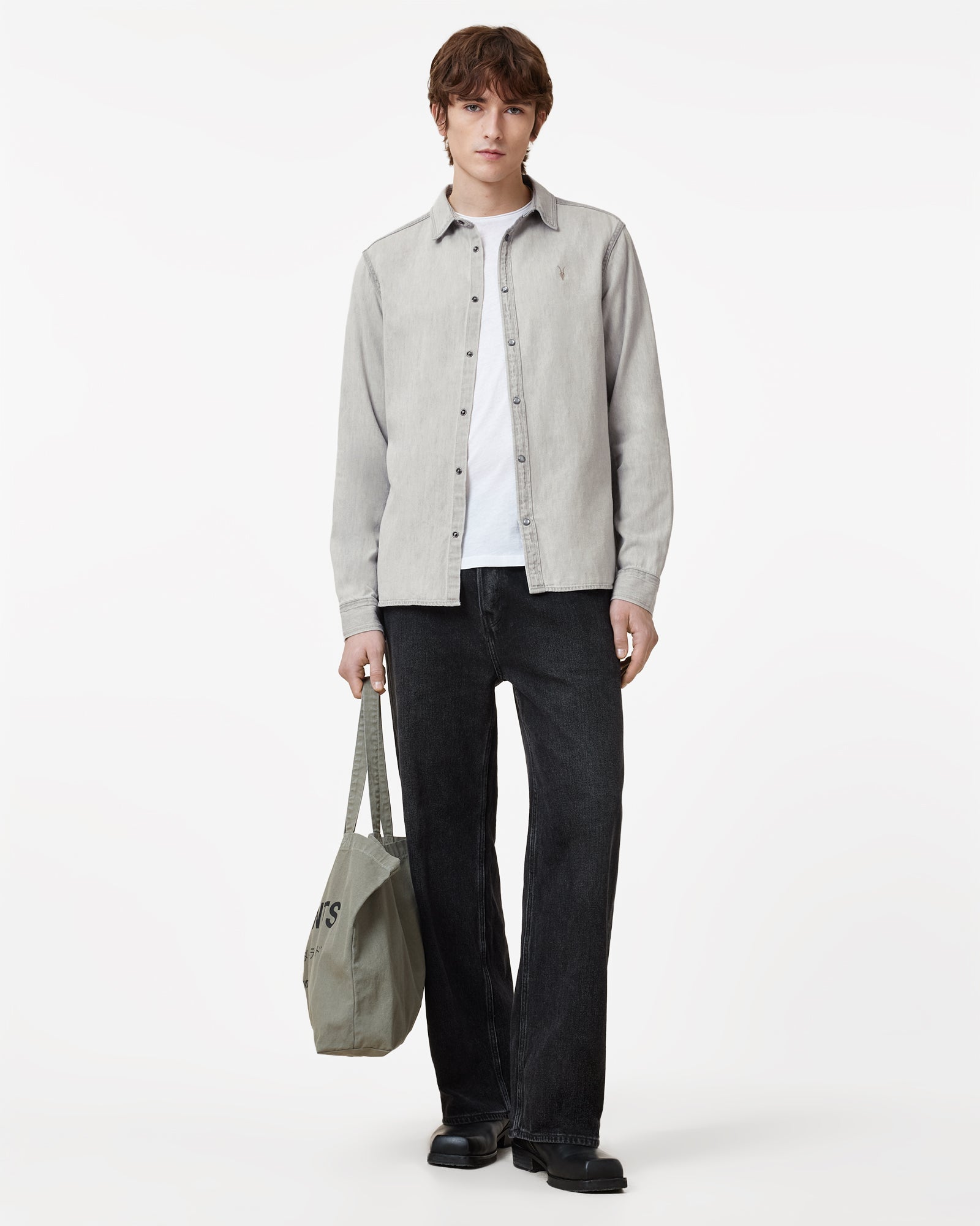 Grey Color Gleason LS Shirt from AllSaints