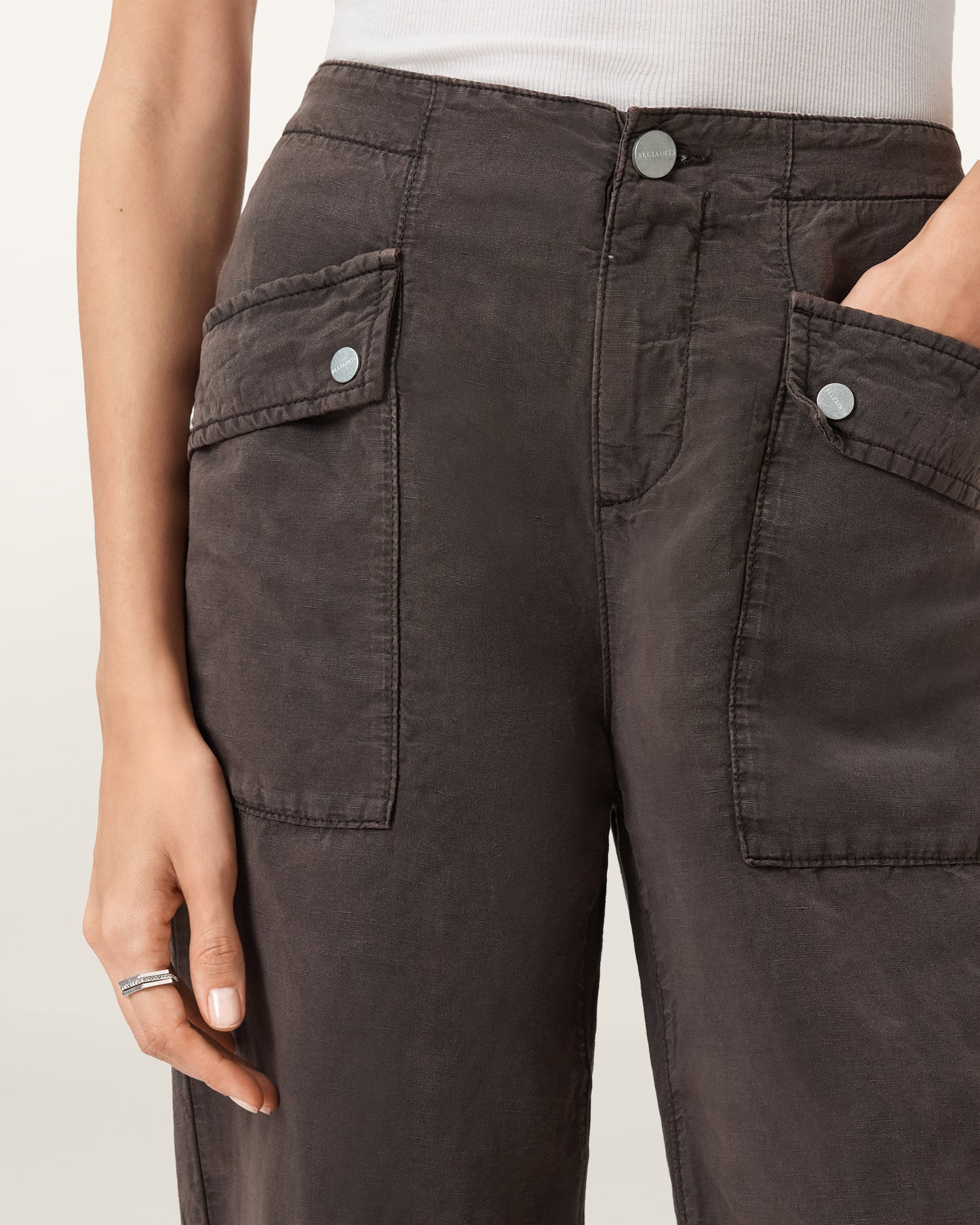 Dark Brown Color Val Tencel Trouser from AllSaints