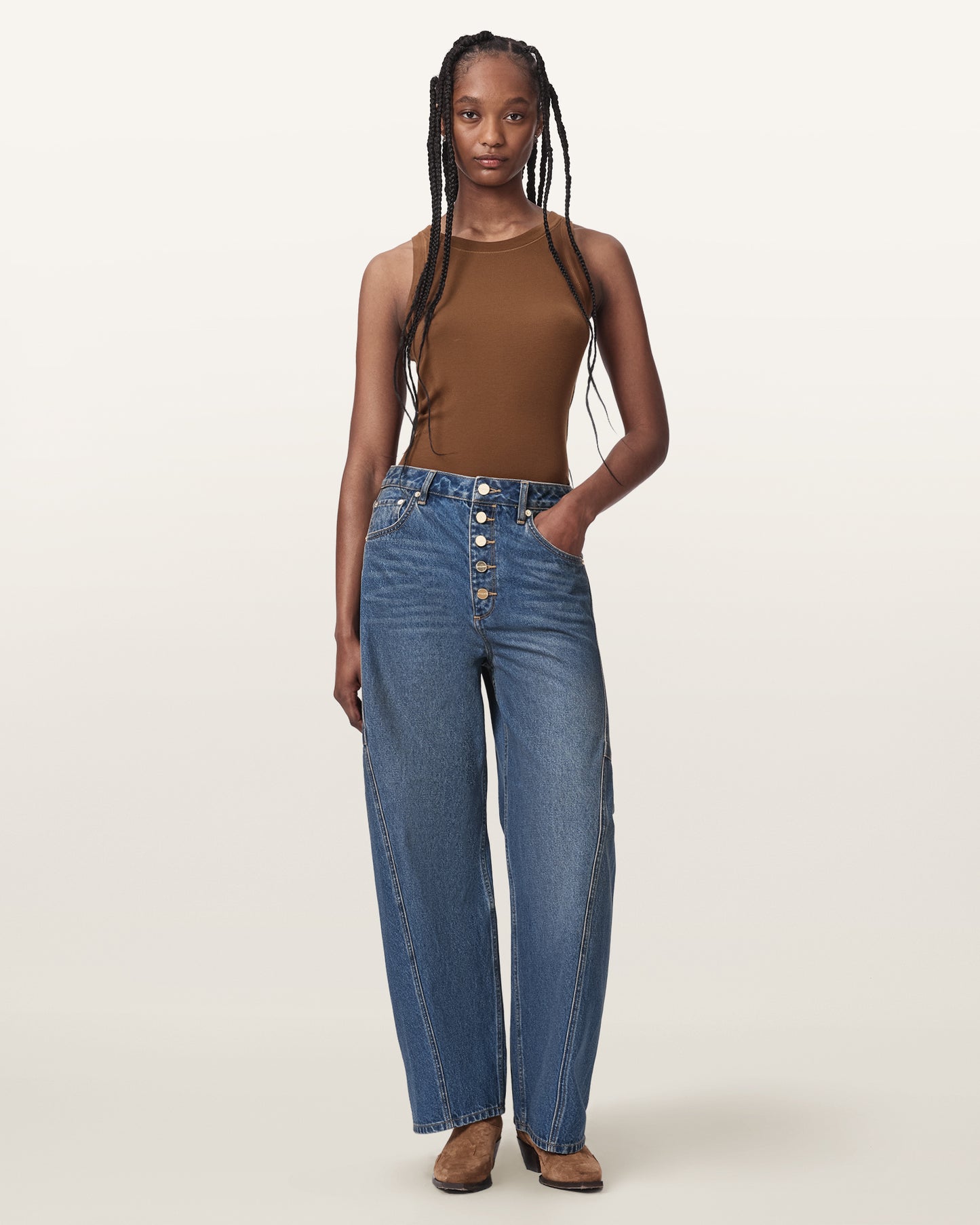 TINTED INDIGO Color Carter Button Jean from AllSaints
