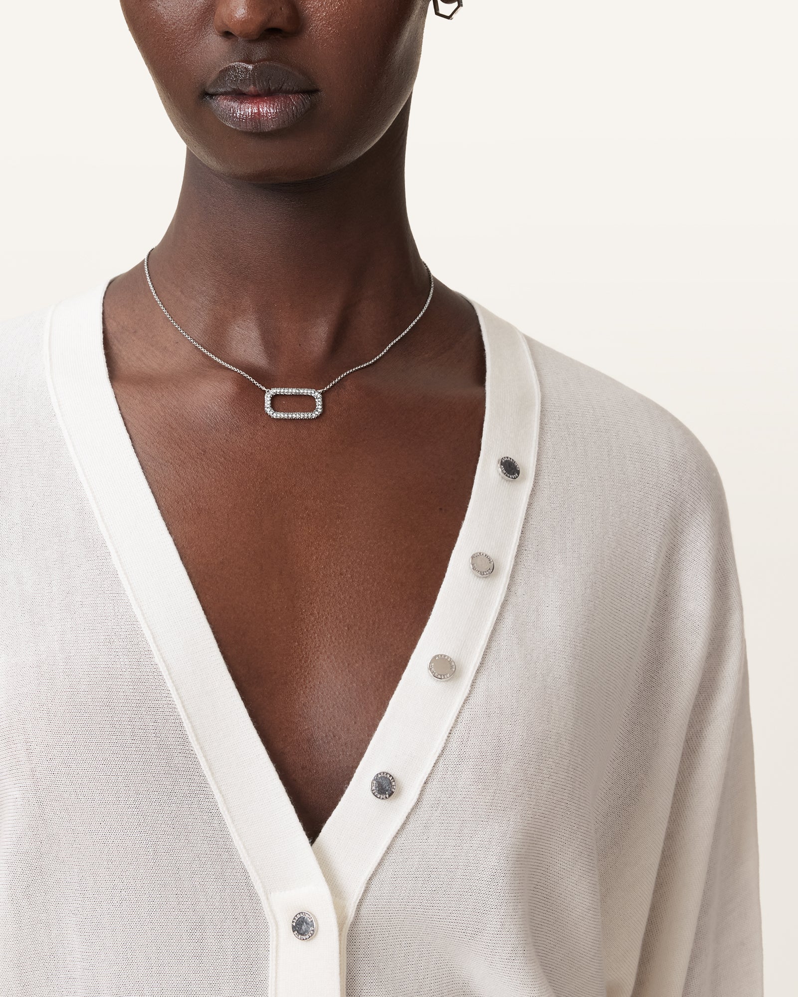 Chalk White Color Honor V Cardigan from AllSaints