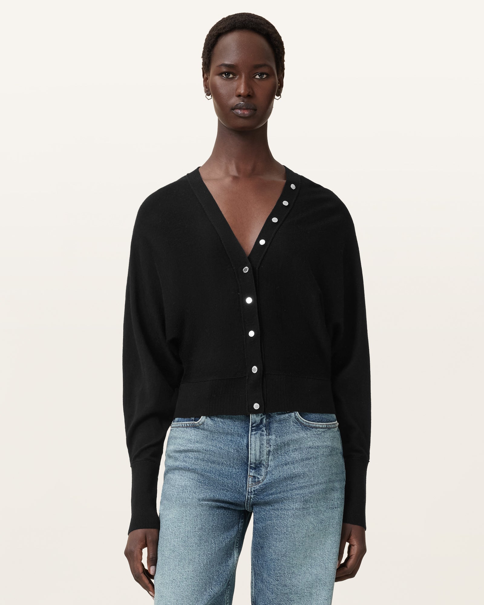 Black Color Honor V Cardigan from AllSaints