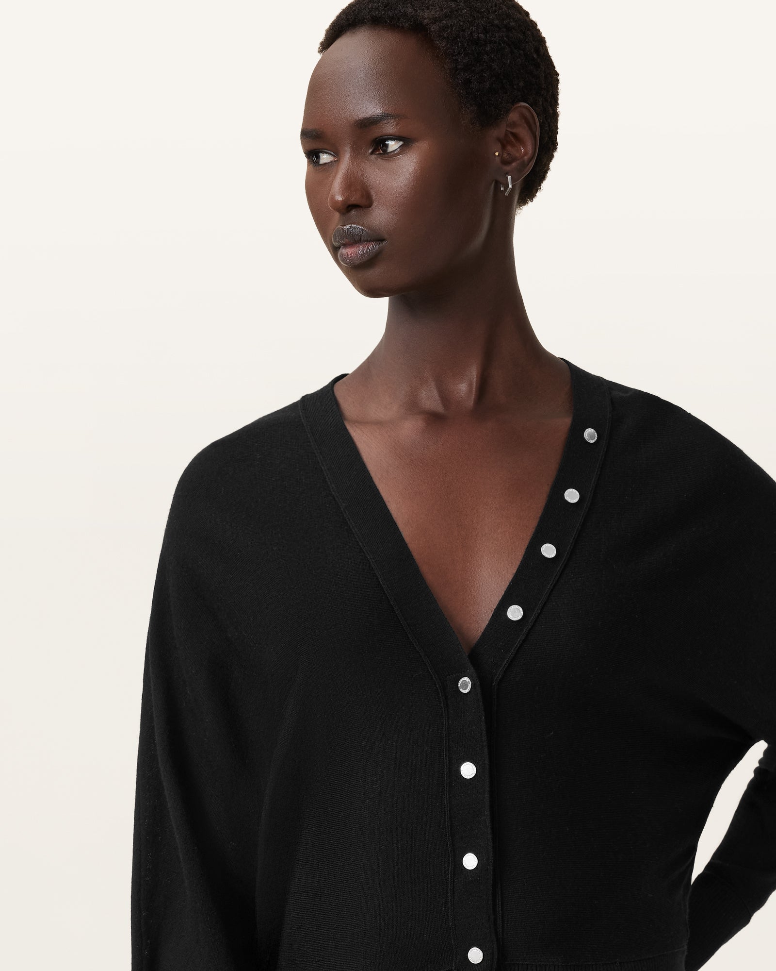 Black Color Honor V Cardigan from AllSaints