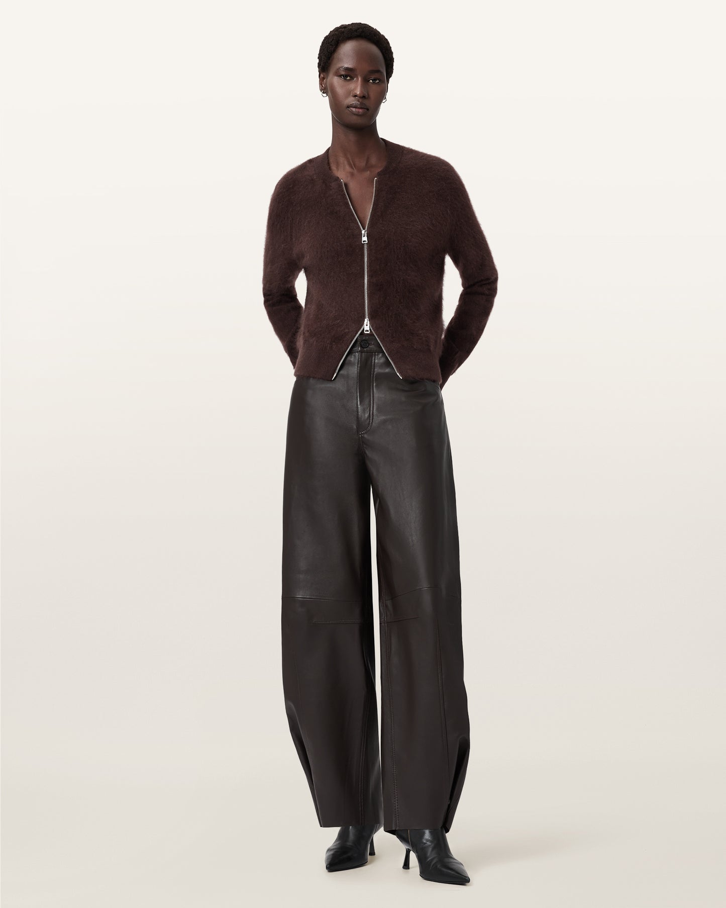 OXBLOOD RED Color Rebel Zip Cardigan from AllSaints