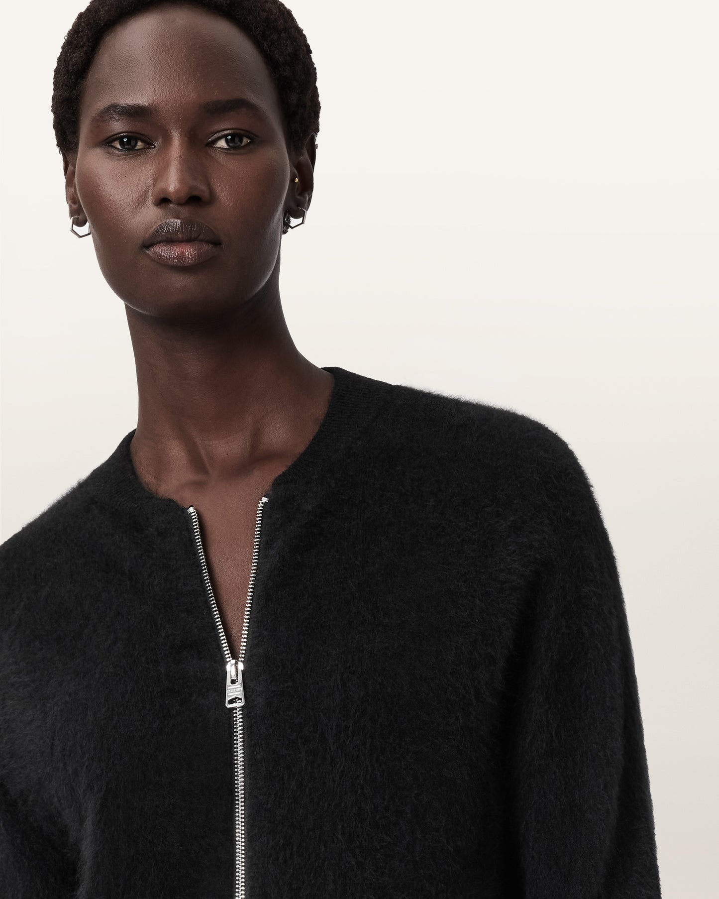 Black Color Rebel Zip Cardigan from AllSaints