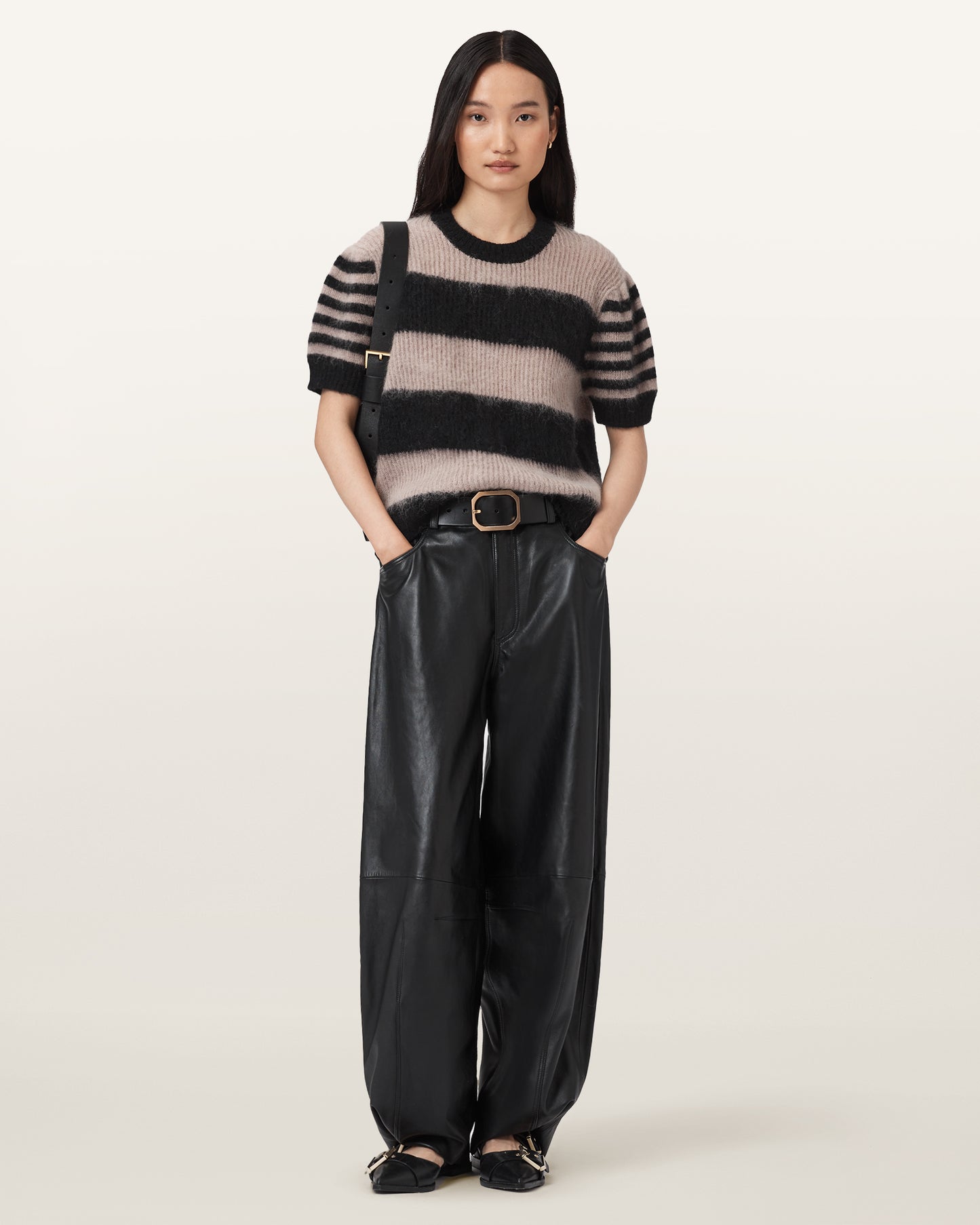 BLACK/BEIGE Color Clem Tee from AllSaints