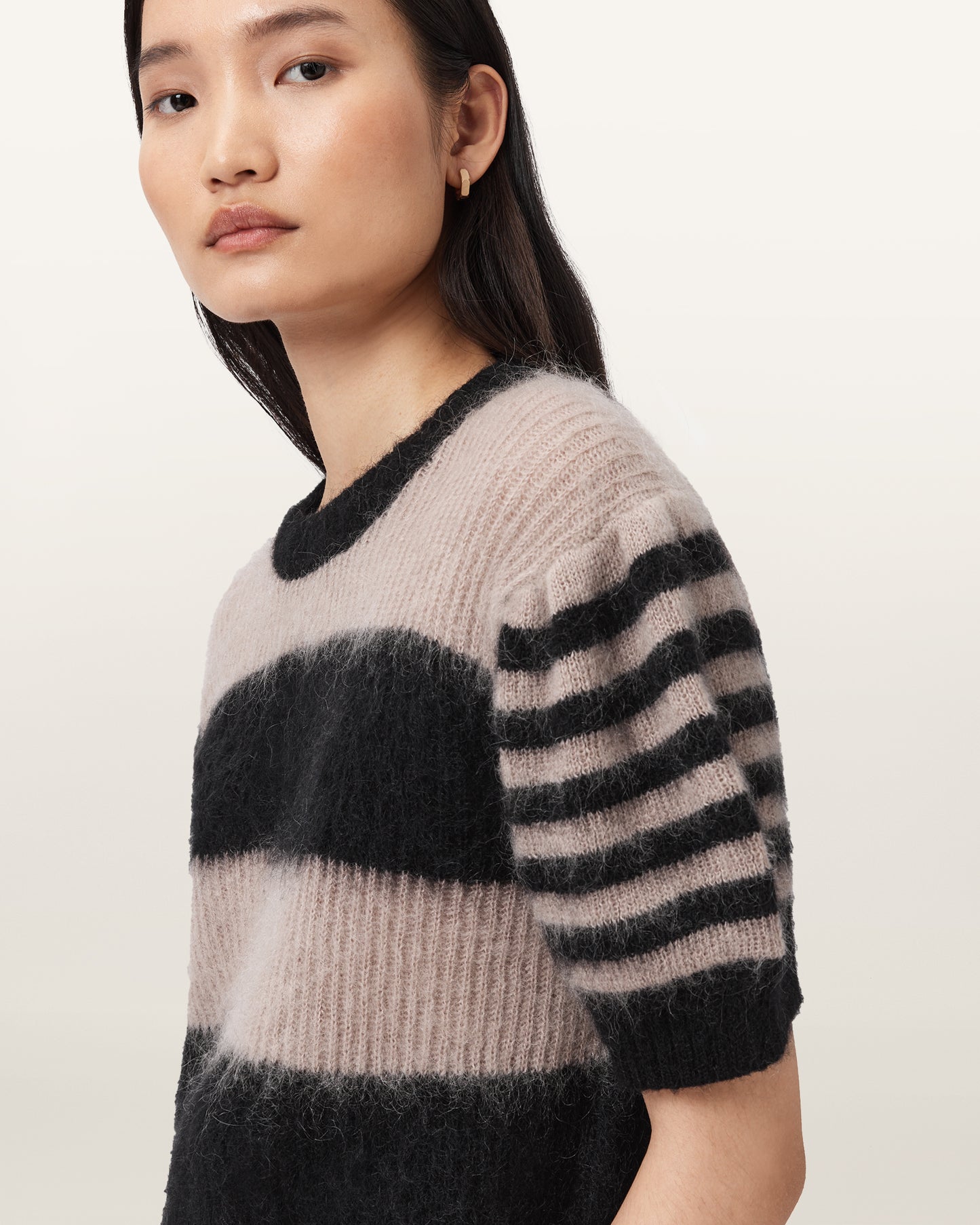 BLACK/BEIGE Color Clem Tee from AllSaints