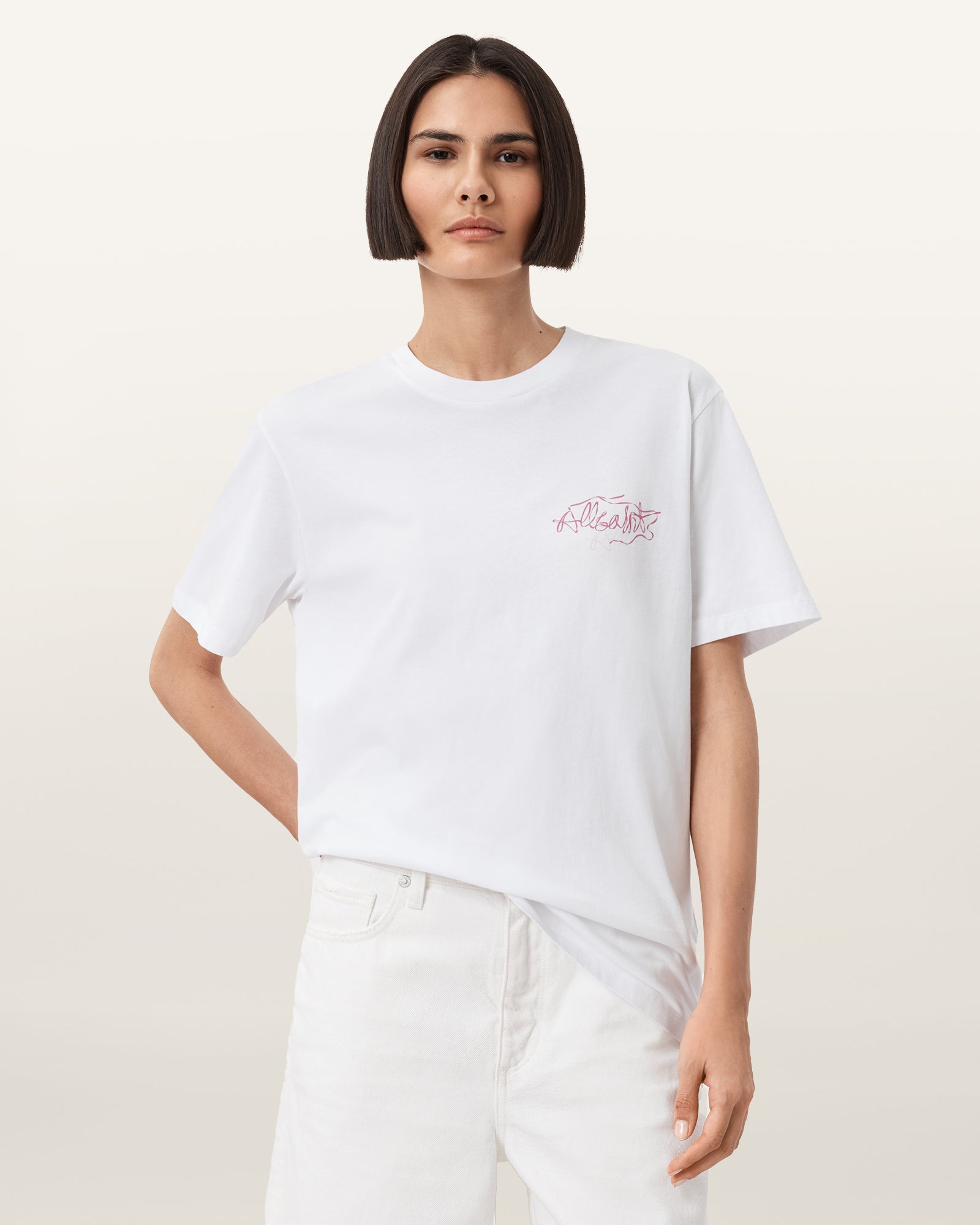 Optic White Color Reel BF Tee from AllSaints