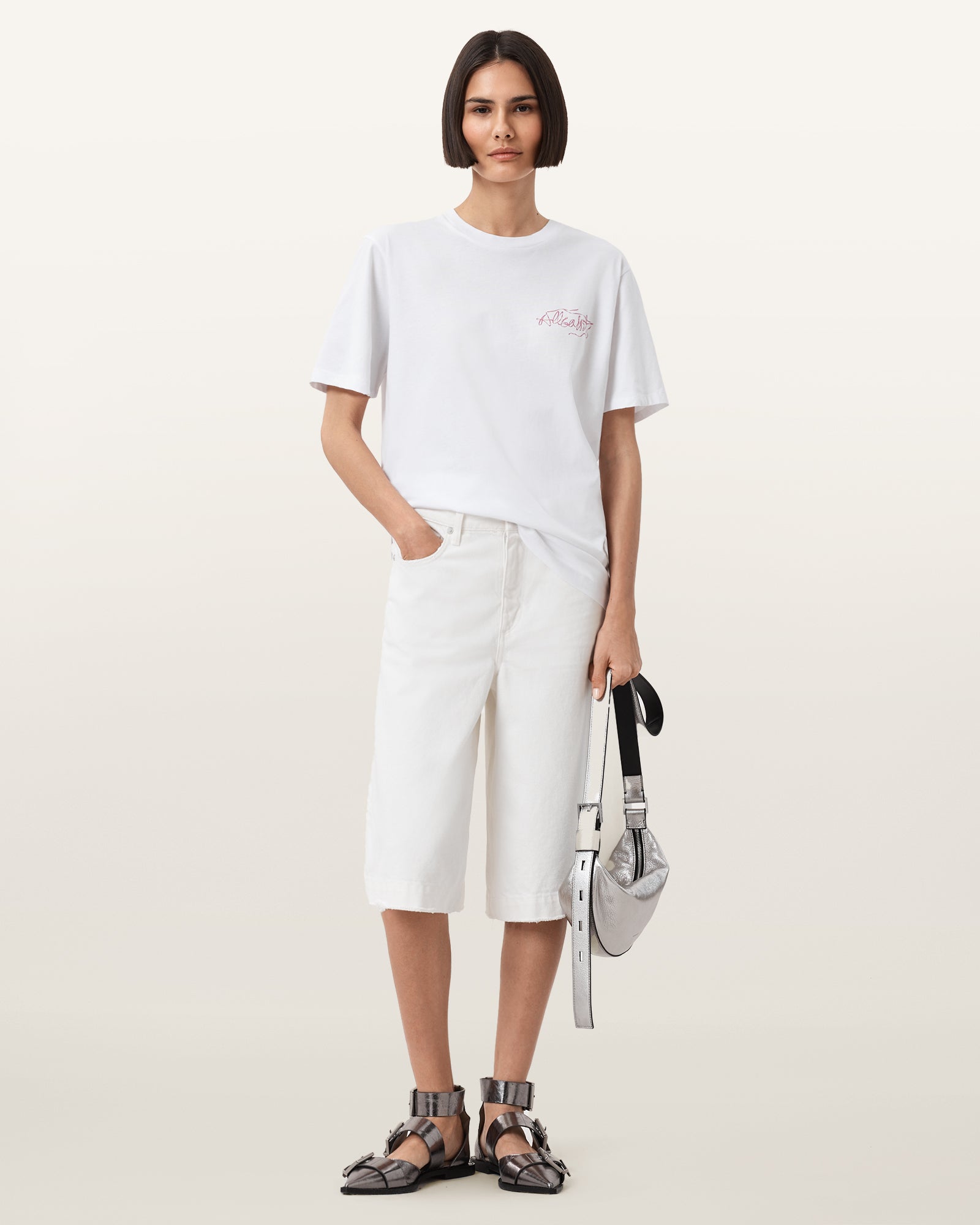 Optic White Color Reel BF Tee from AllSaints