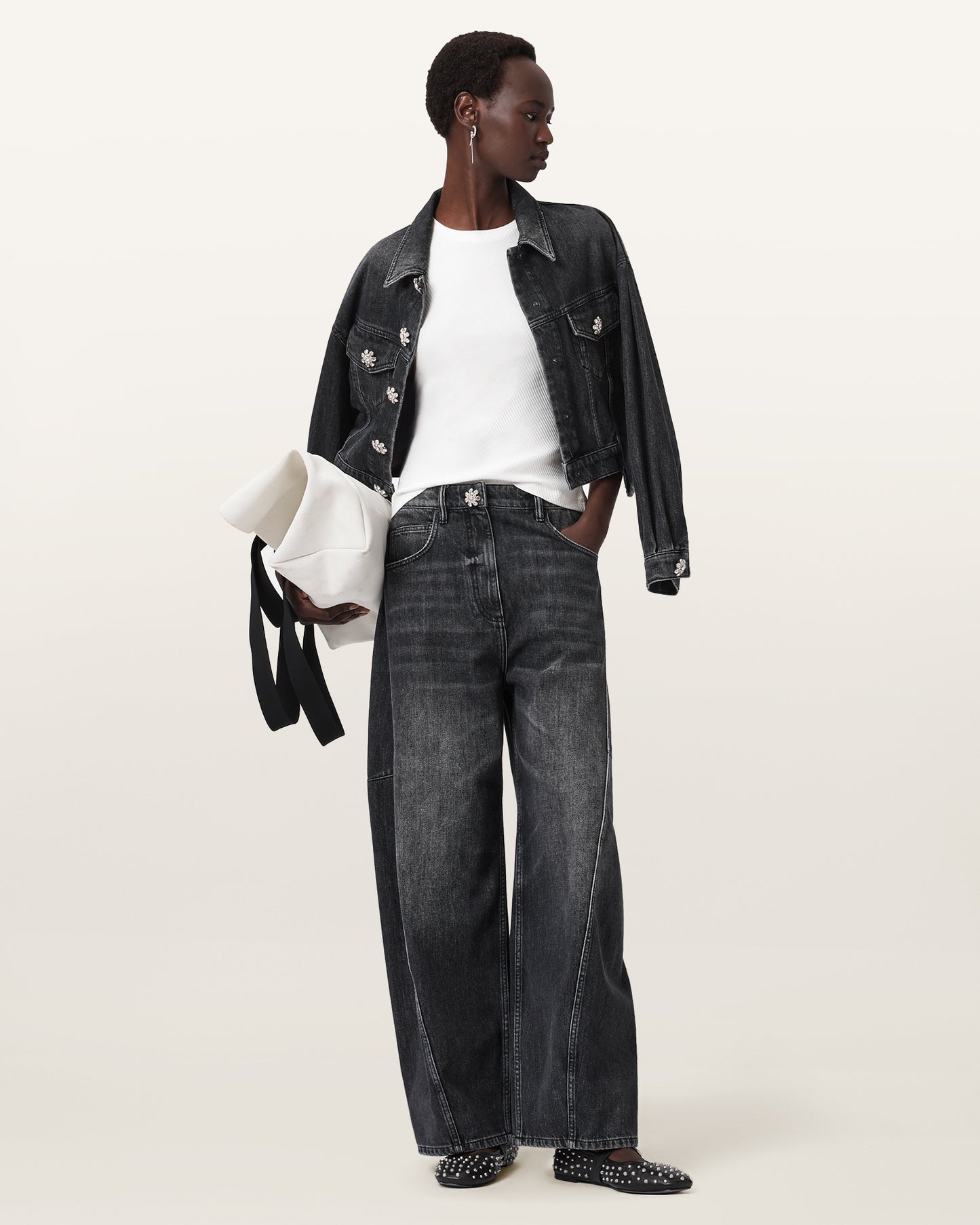 Chalk White Color Gia SS Tee from AllSaints