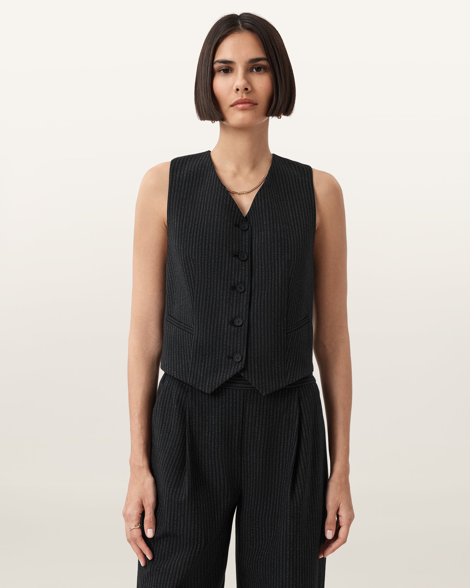 Black Color Aleida Pin Waistcoat from AllSaints