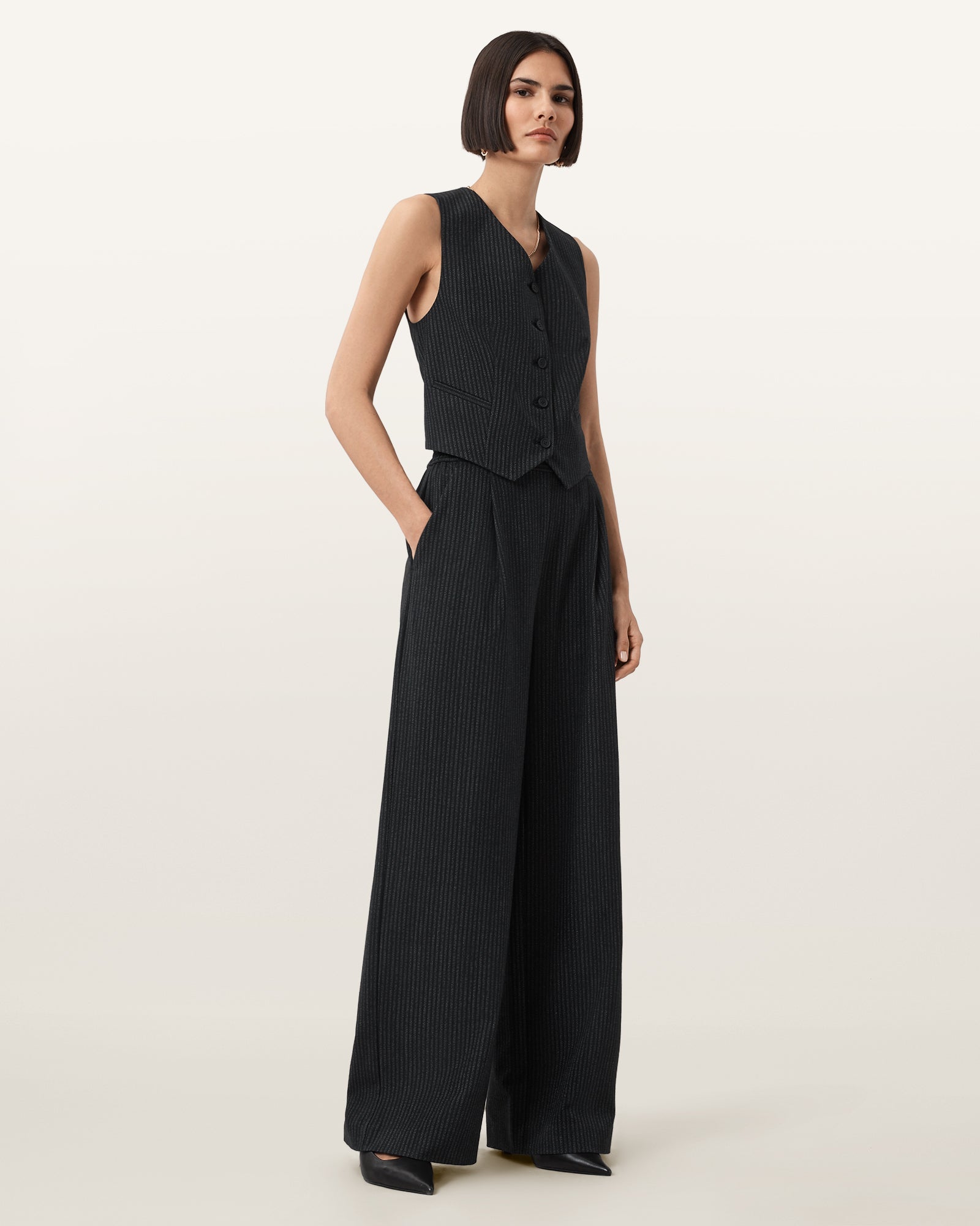 Black Color Aleida Pin Waistcoat from AllSaints