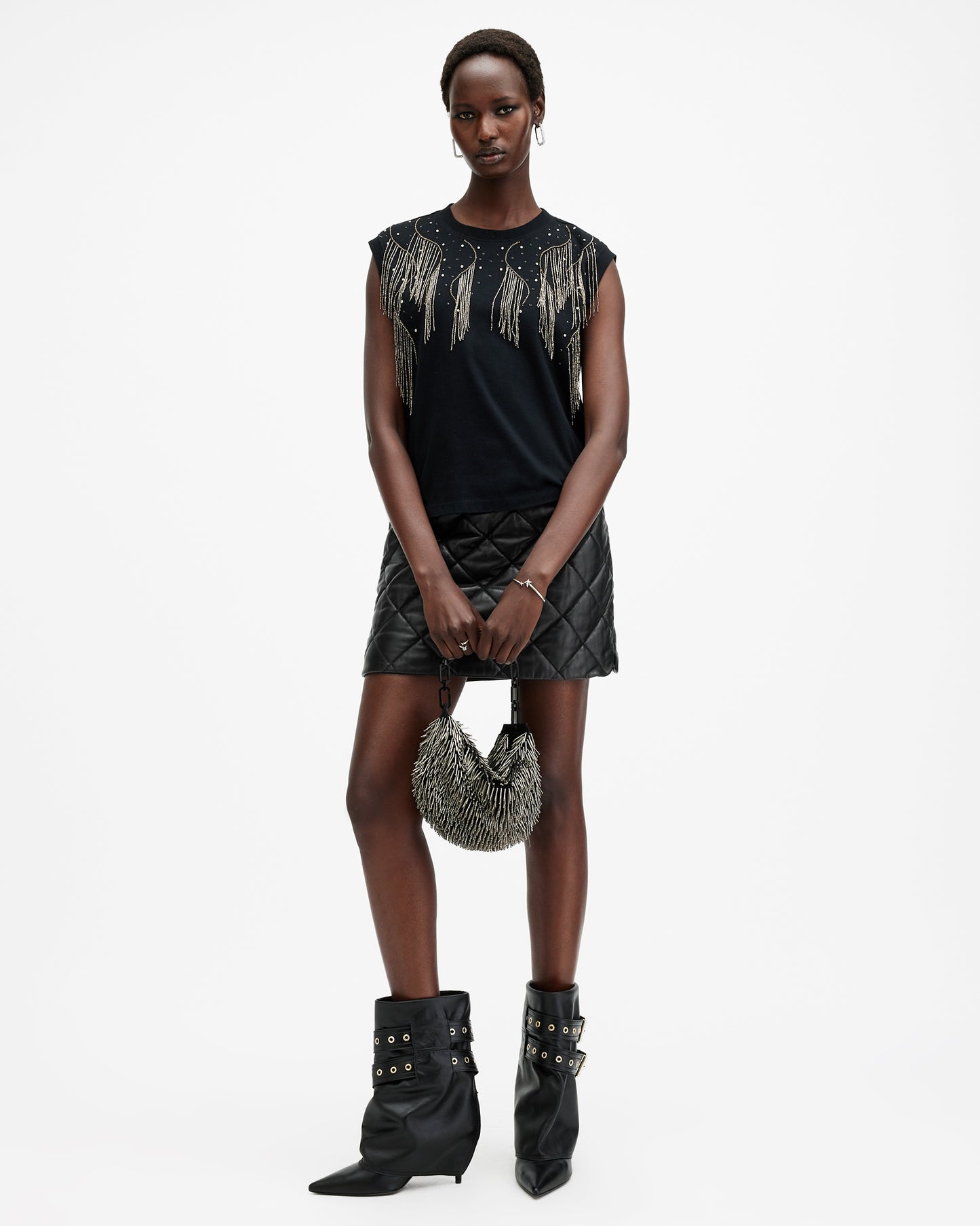 Ottie Quilt Leather Skirt