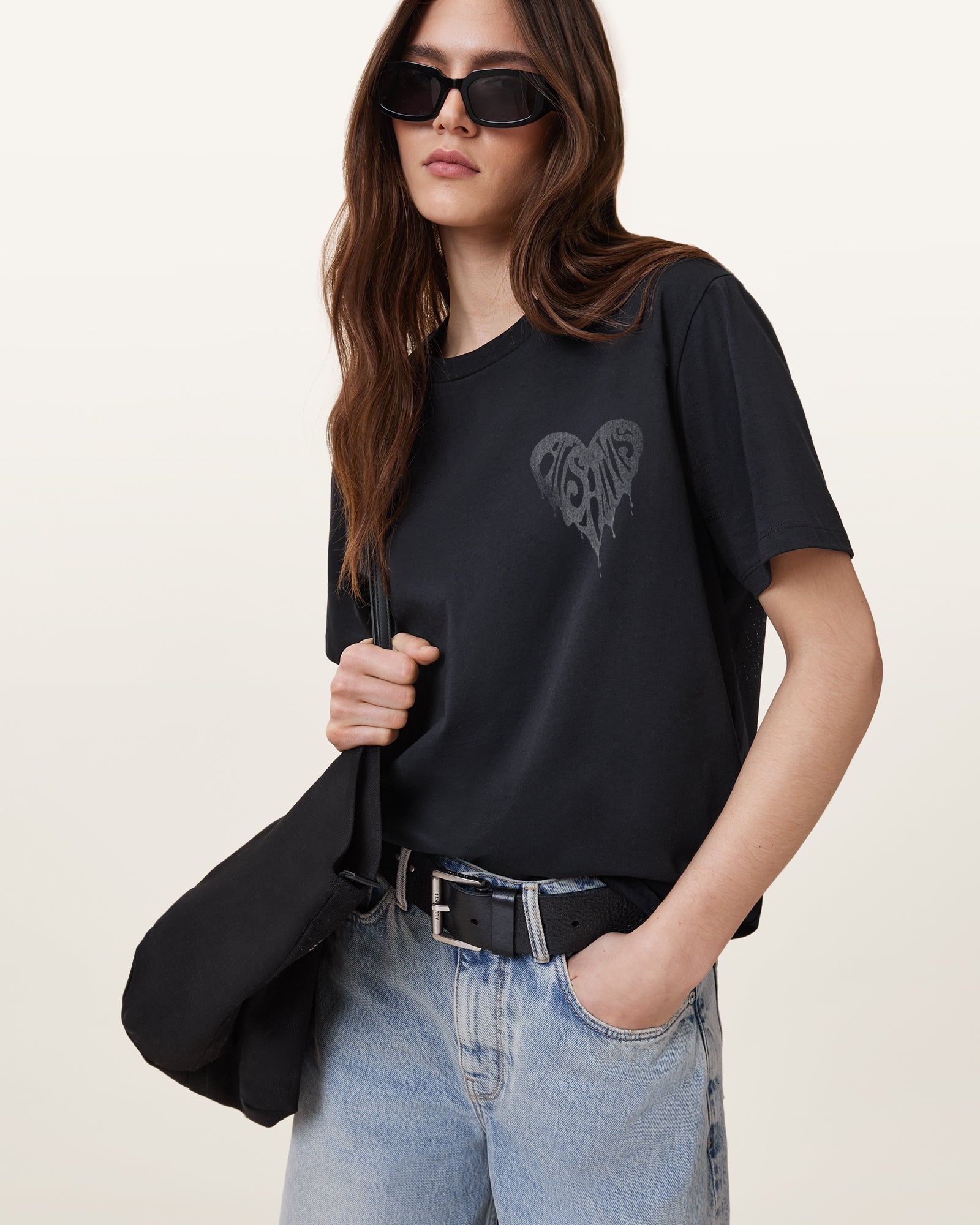 Black Color Poster Boyfriend Tee from AllSaints
