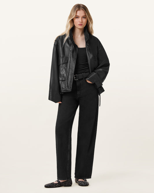 Washed Black Color Sadie Barrel Jean from AllSaints