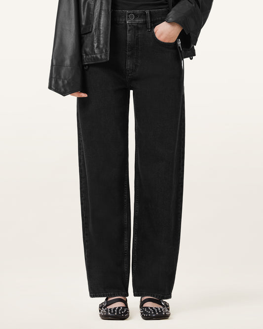Washed Black Color Sadie Barrel Jean from AllSaints