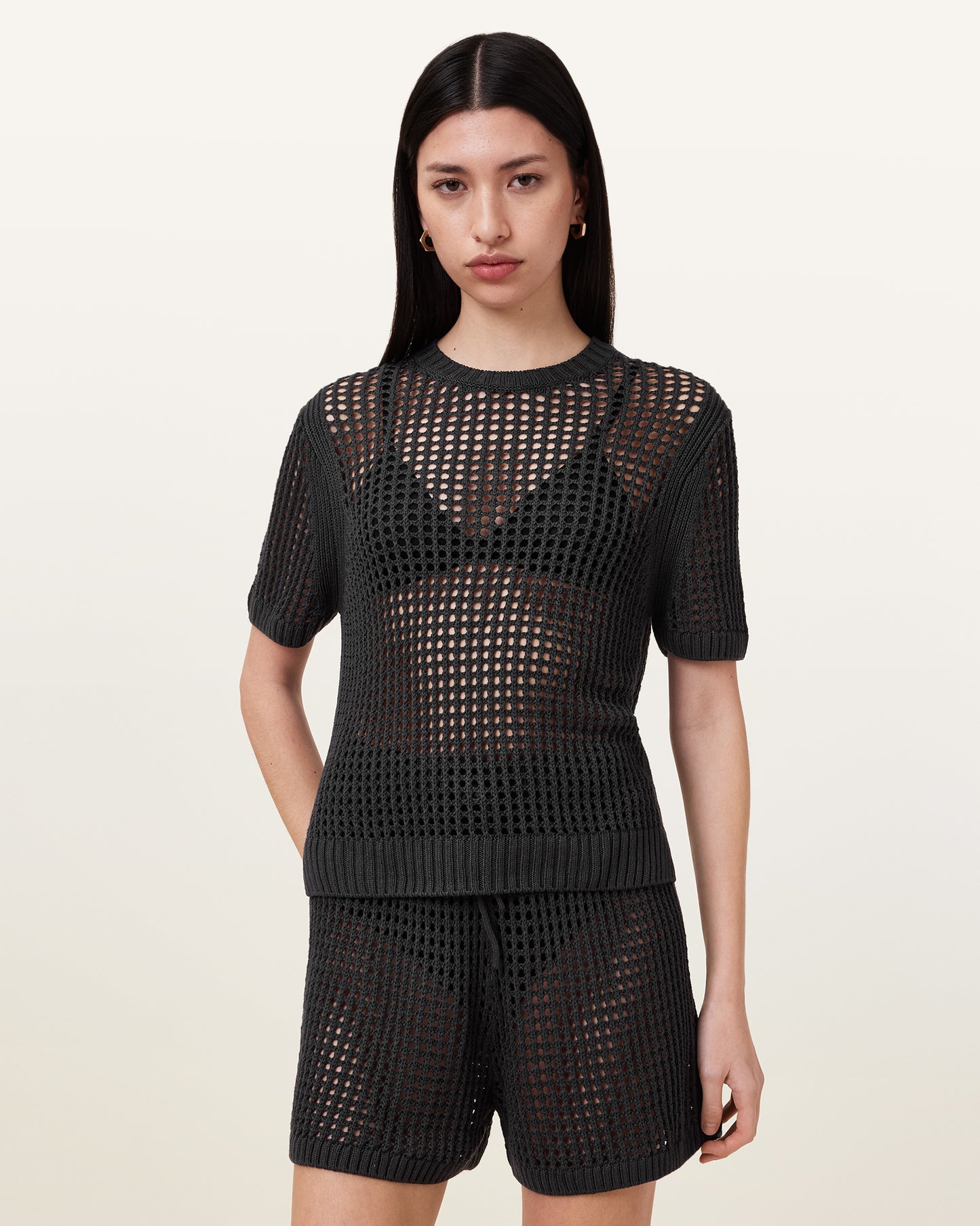 Charcoal Grey Color Paloma Tee from AllSaints