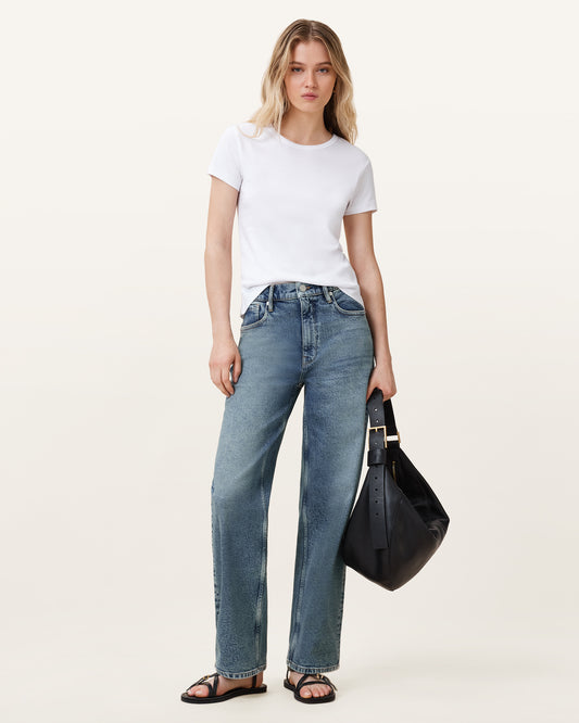 Washed Indigo Color Sadie Barrel Jean from AllSaints