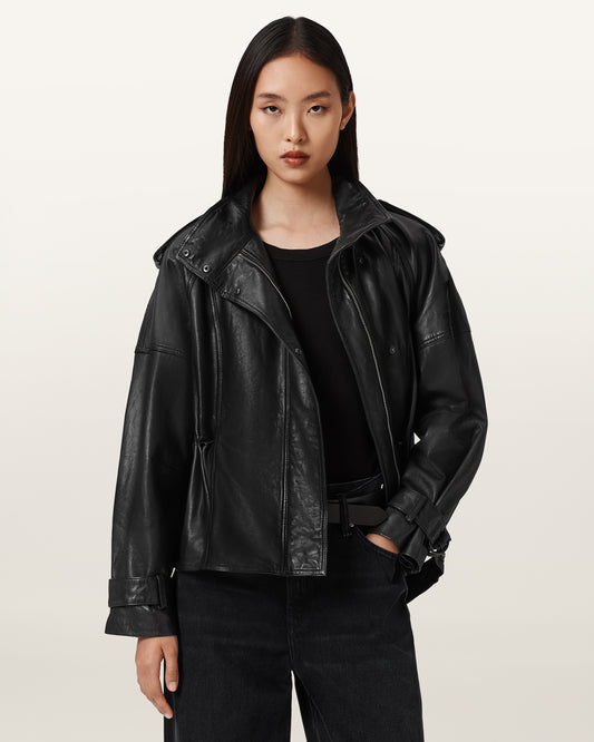 Black Color Serne Leather Jacket from AllSaints