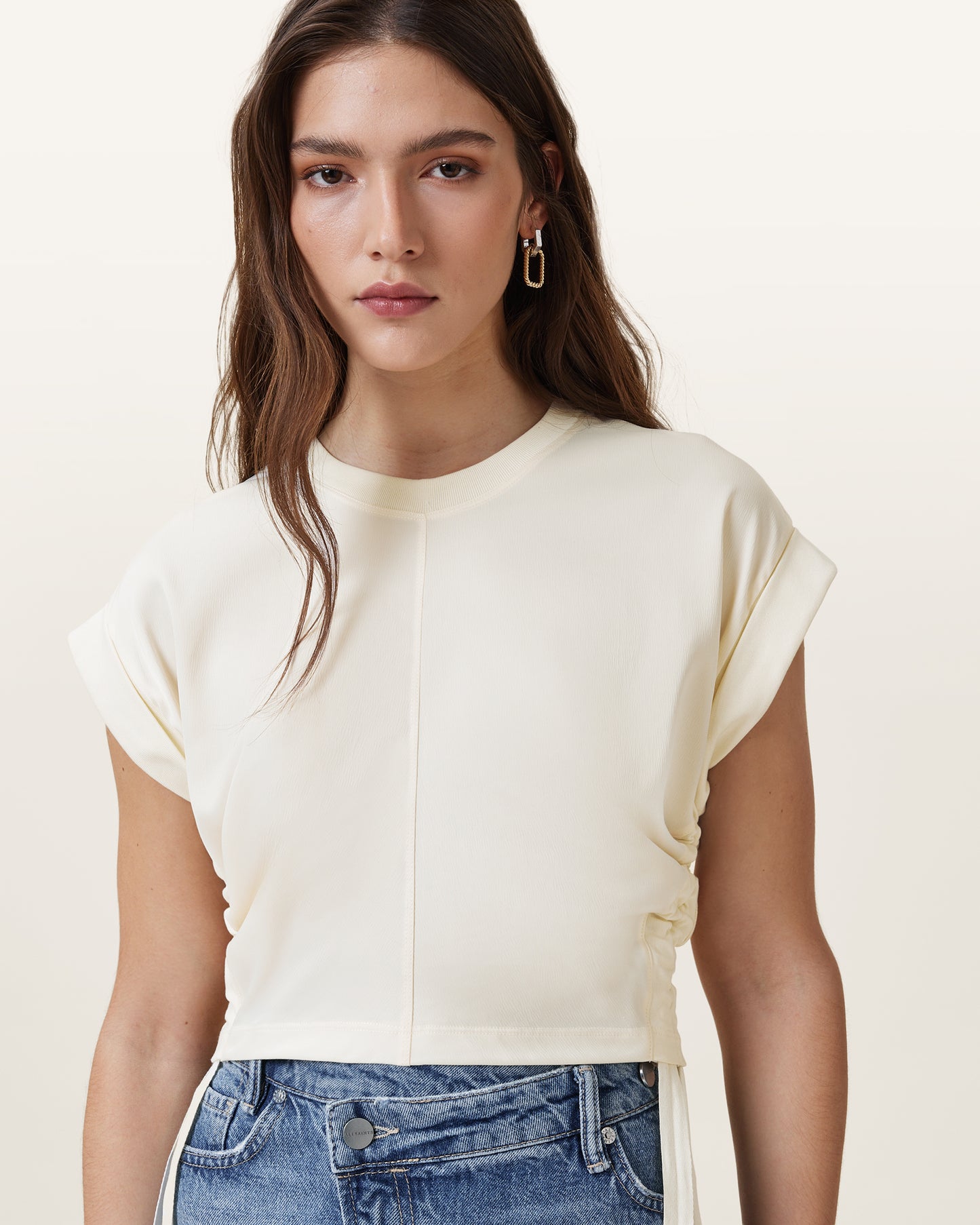 TOFU WHITE Color Mira Satin Tee from AllSaints