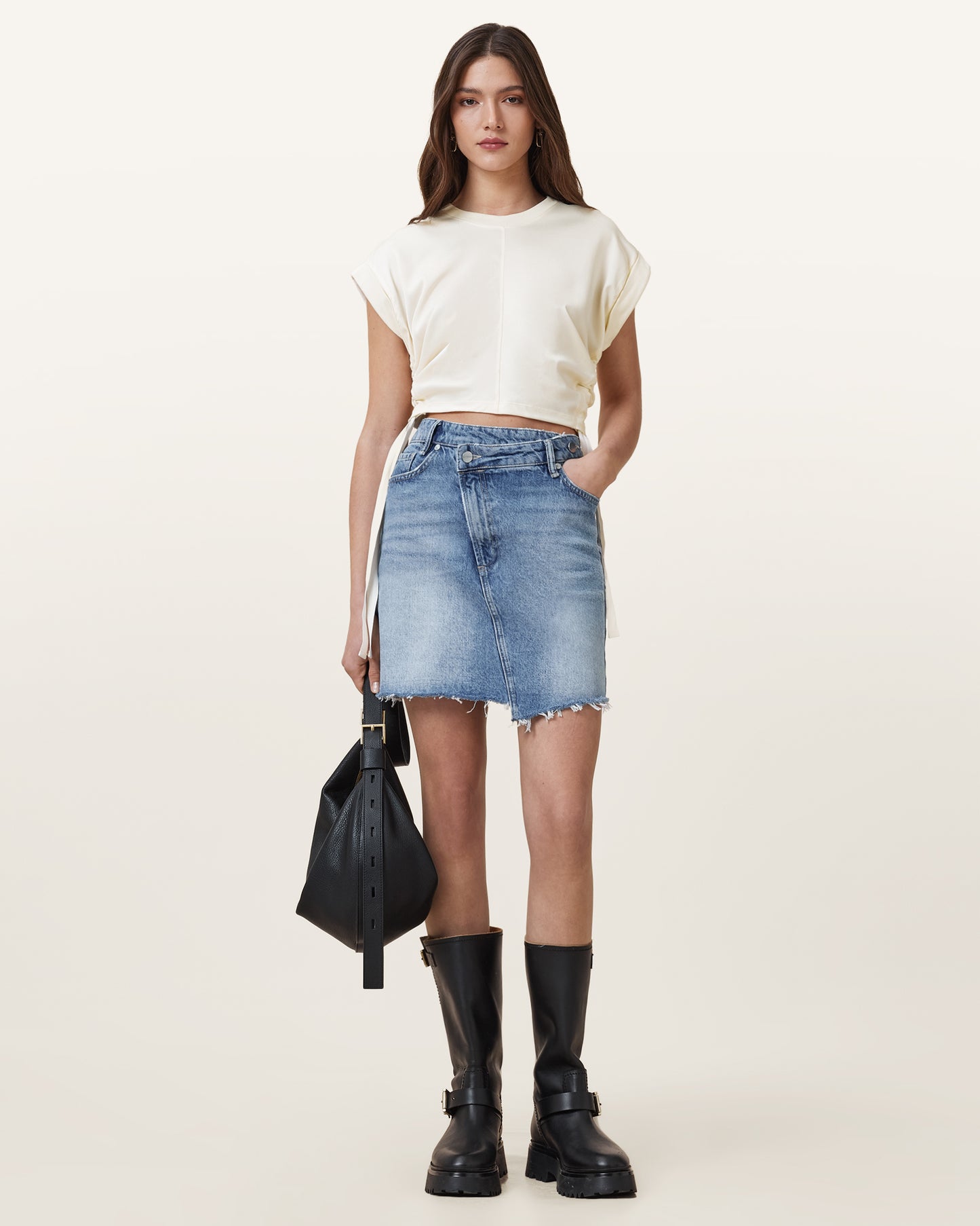TOFU WHITE Color Mira Satin Tee from AllSaints
