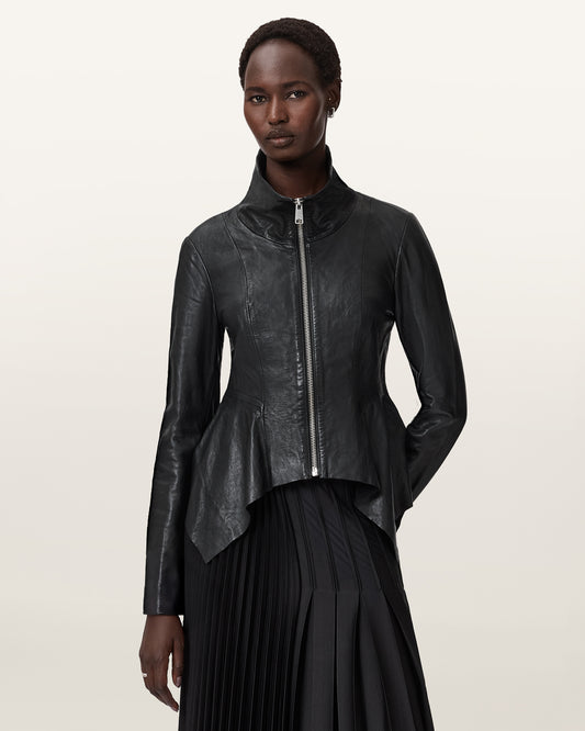 Black Color Grace Leather Biker Jacket from AllSaints