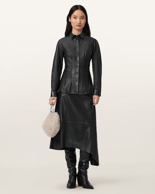 Black Color Gia Leather Skirt from AllSaints