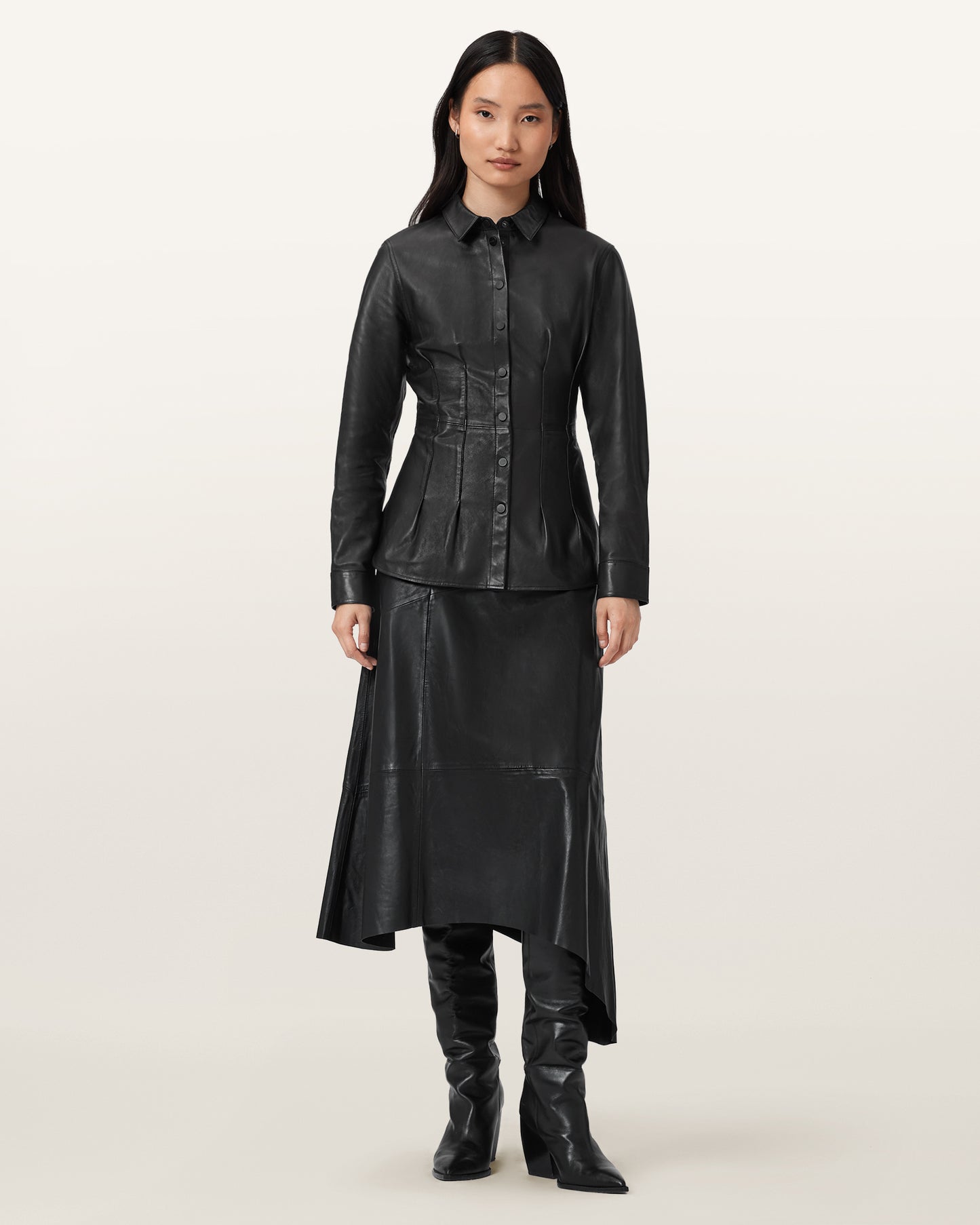 Black Color Gia Leather Skirt from AllSaints
