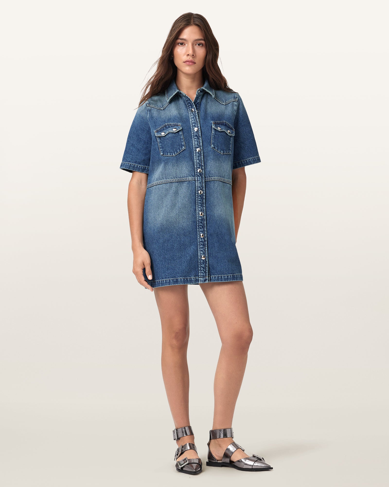 Mid Indigo Color Rock Denim Dress from AllSaints