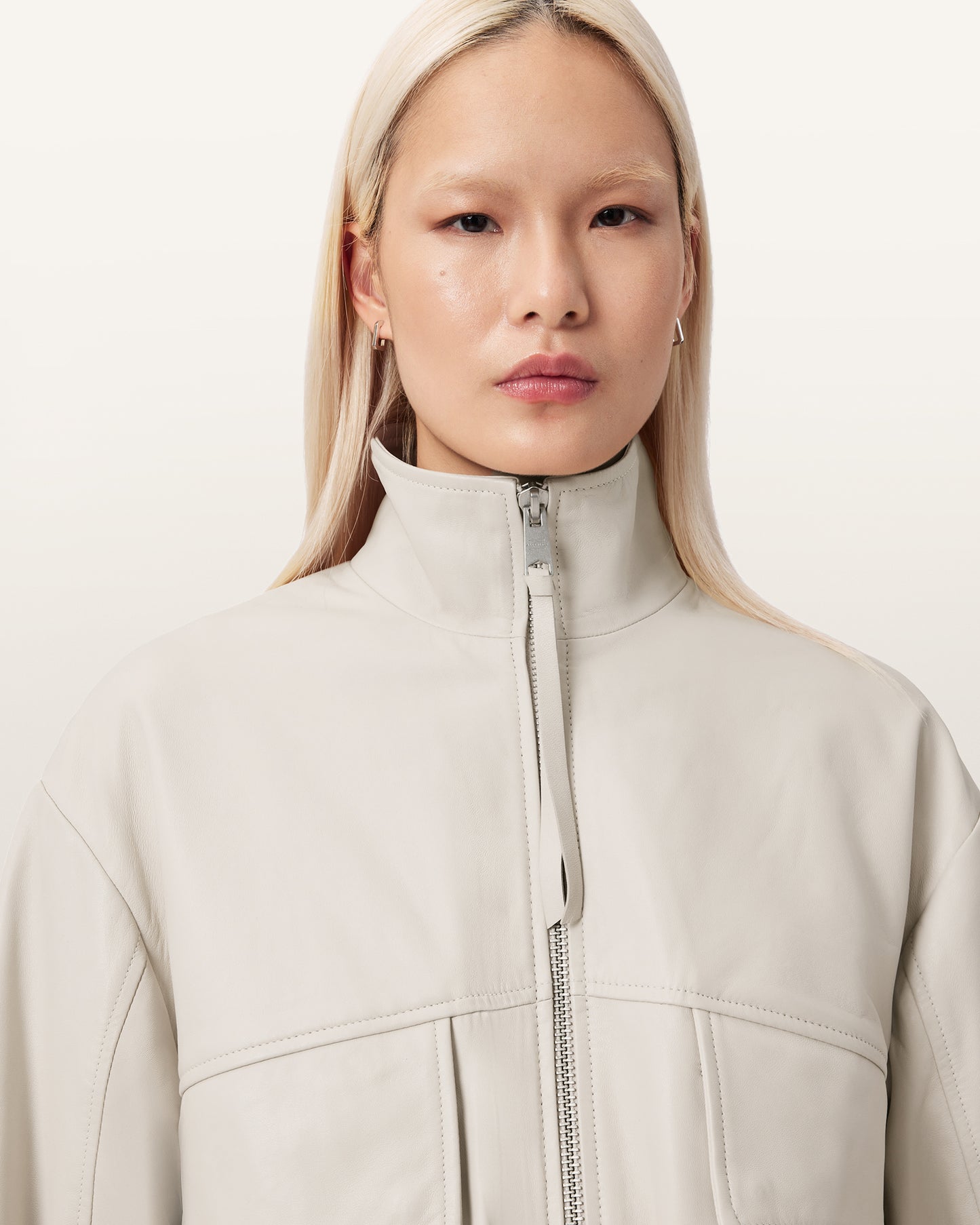 Off White Color Flor Leather Jacket from AllSaints
