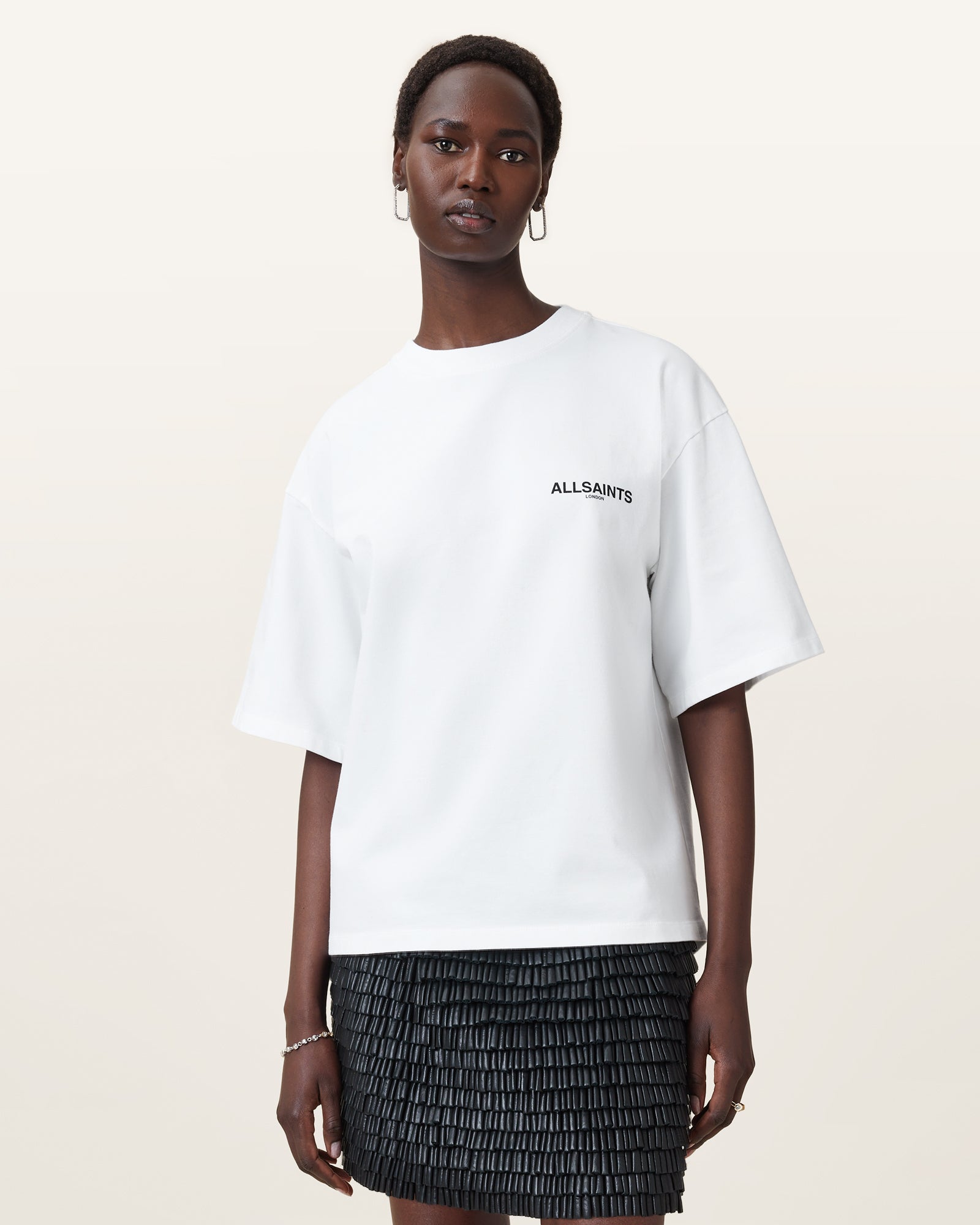 Optic White Color Heaps Amelie Tee from AllSaints